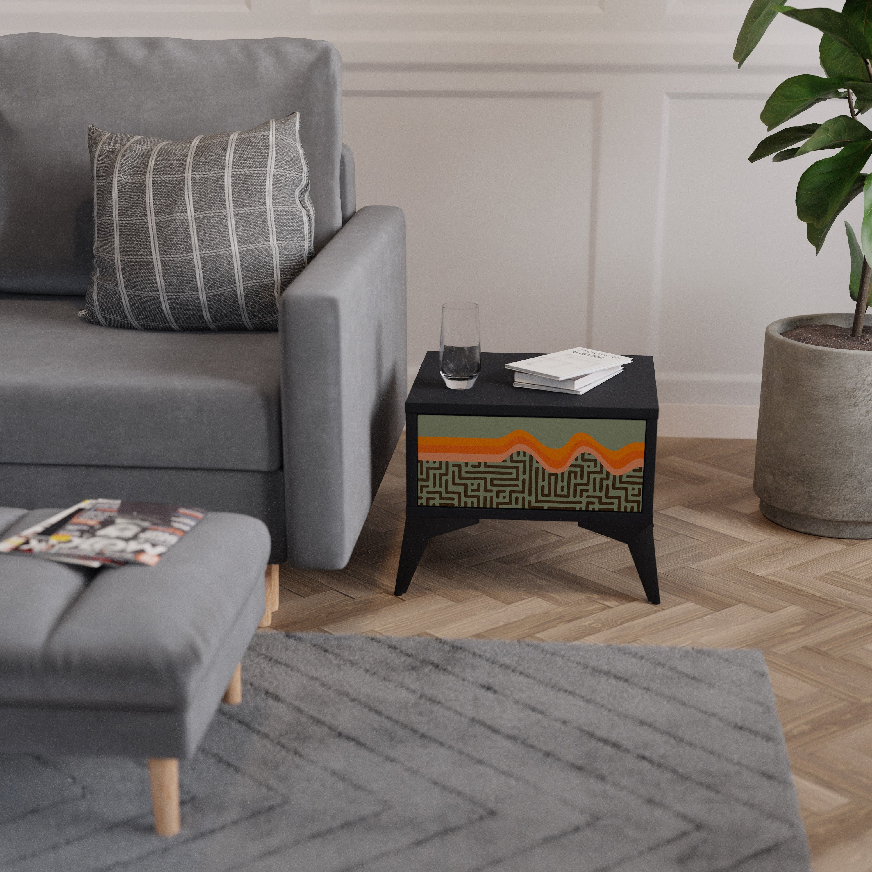 SIMPLE SOLUTIONS Mesa de Cabeceira em Acabamento Preto