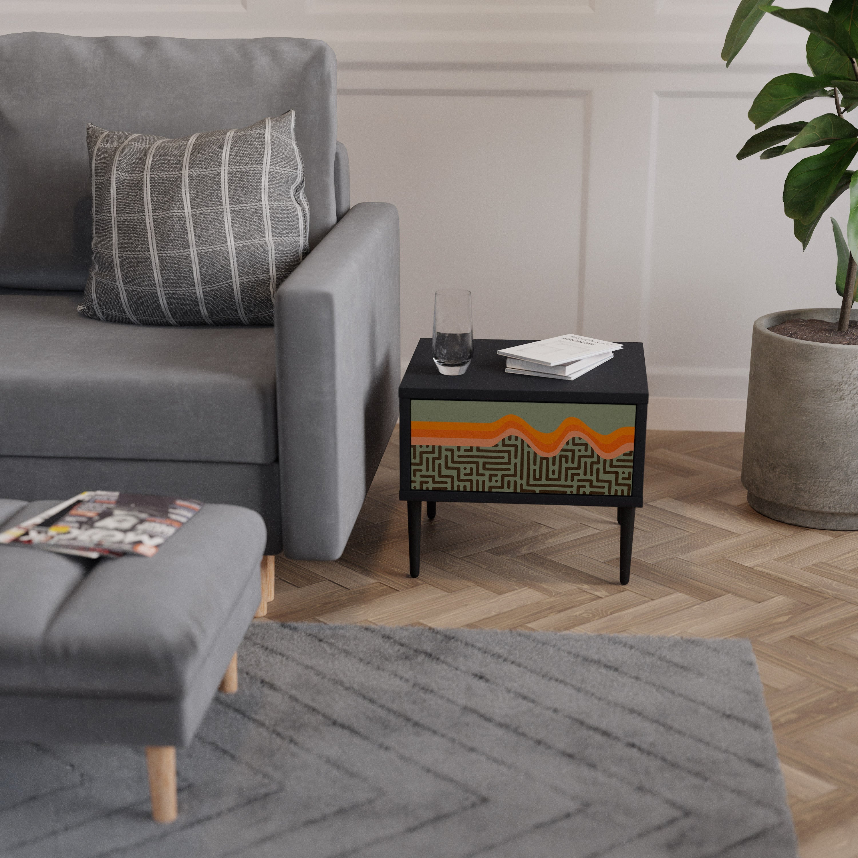 SIMPLE SOLUTIONS Mesa de Cabeceira em Acabamento Preto