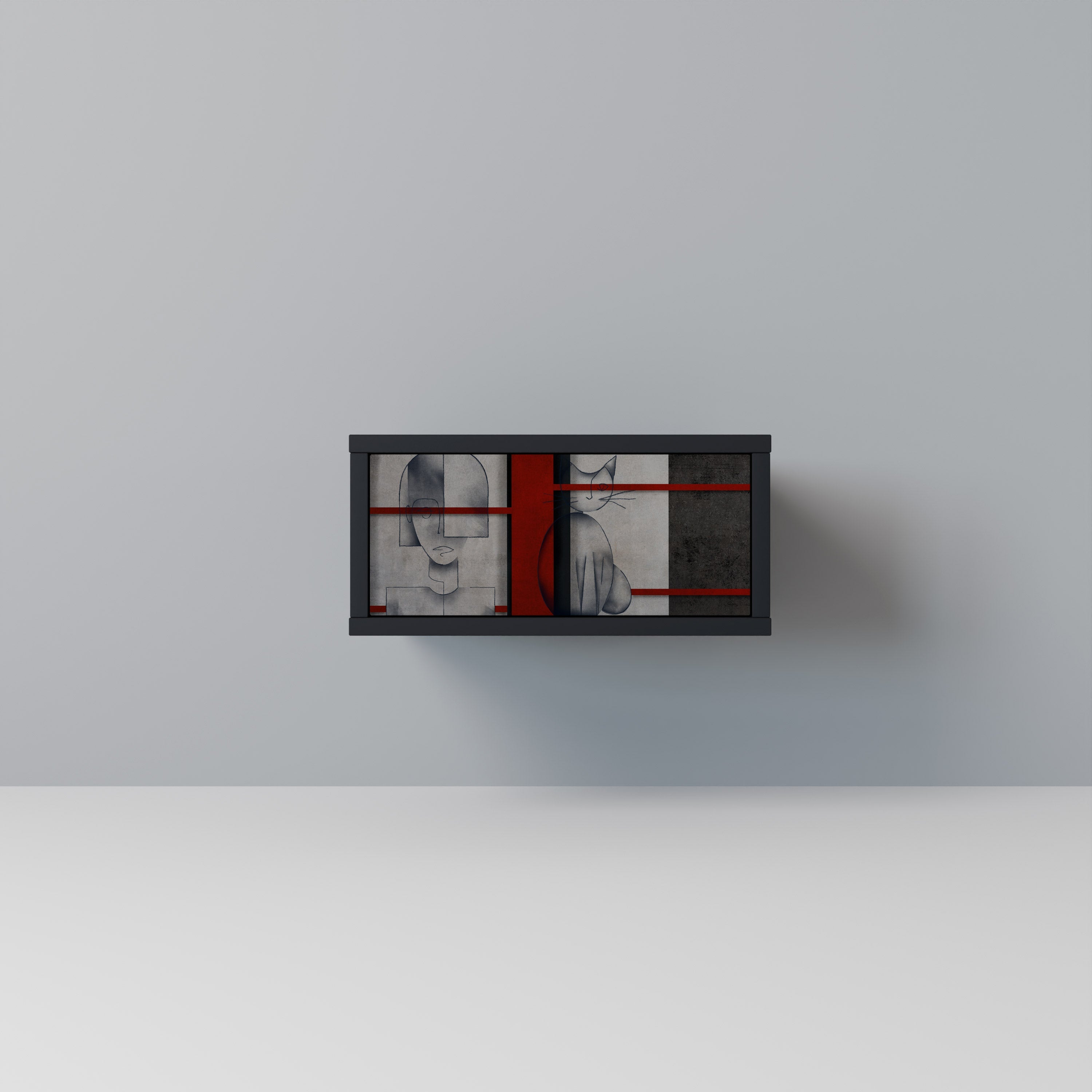 GRAY FIGURES Mesa de Cabeceira em Acabamento Preto