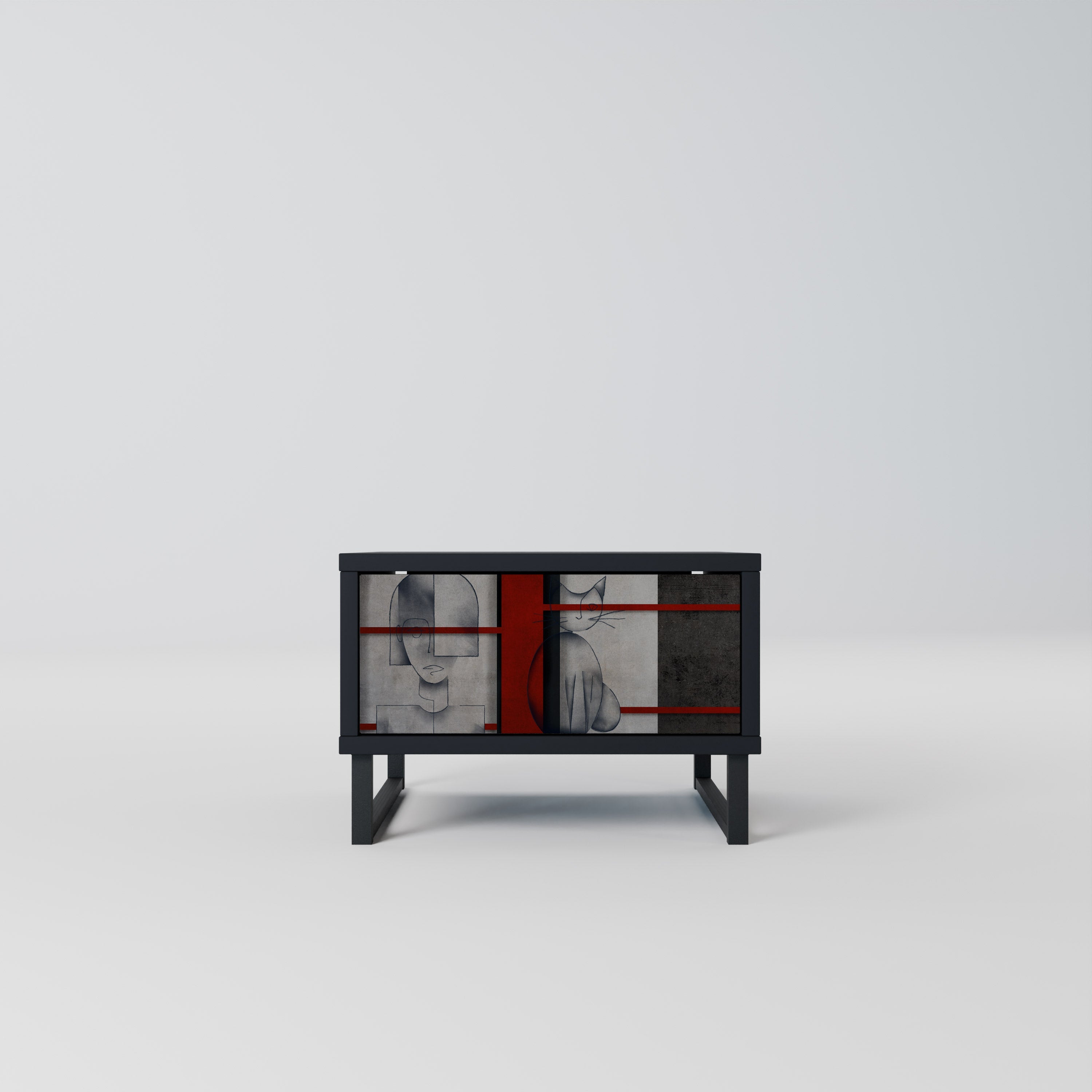 GRAY FIGURES Mesa de Cabeceira em Acabamento Preto