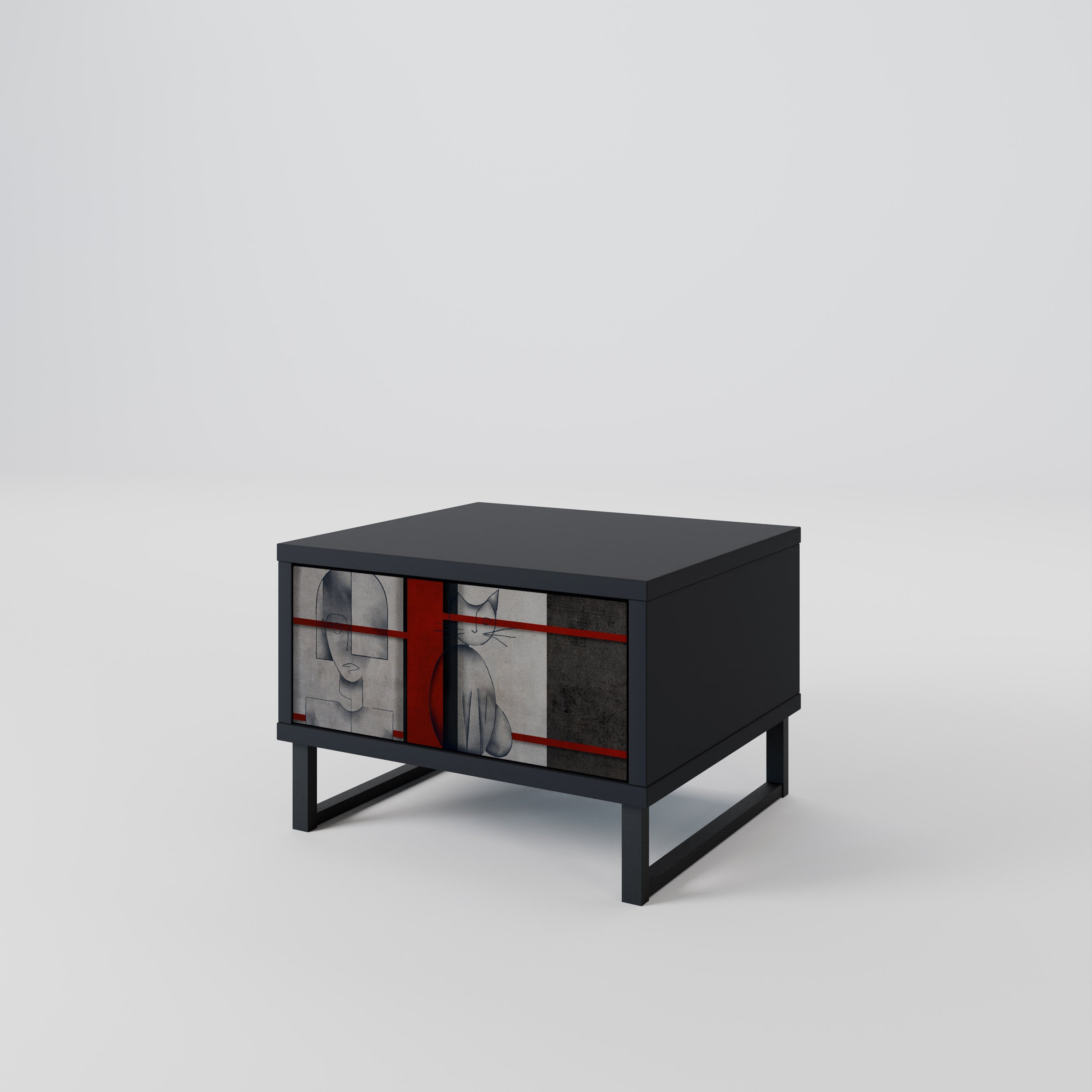 GRAY FIGURES Mesa de Cabeceira em Acabamento Preto