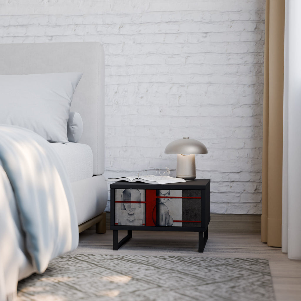 GRAY FIGURES Mesa de Cabeceira em Acabamento Preto