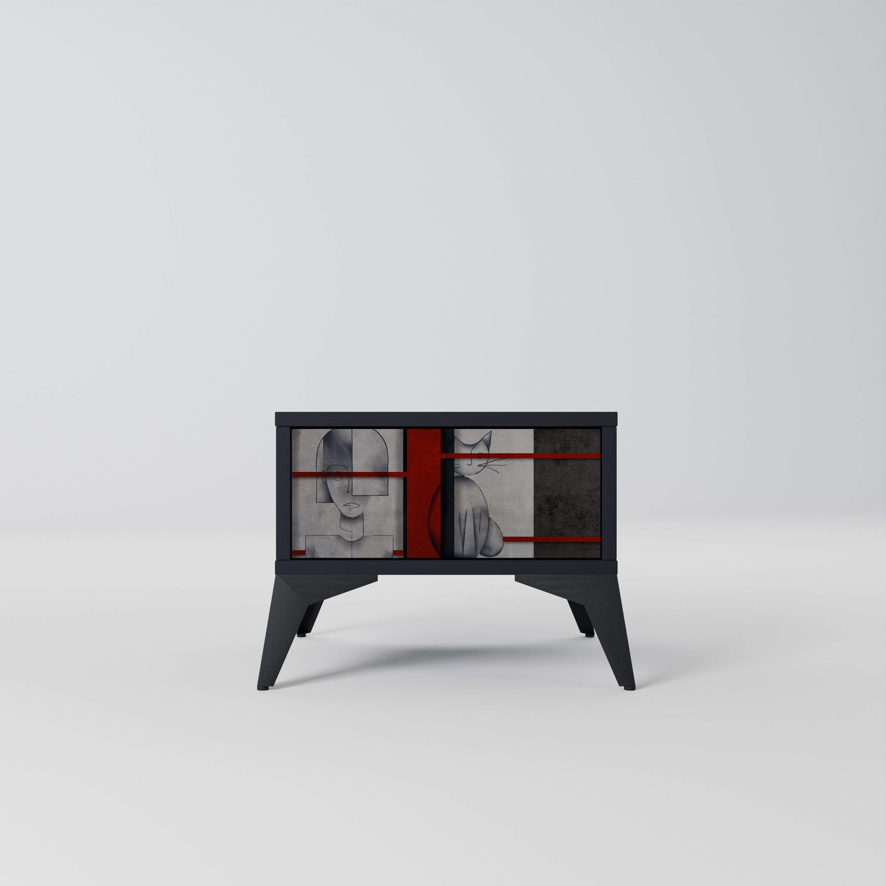 GRAY FIGURES Mesa de Cabeceira em Acabamento Preto