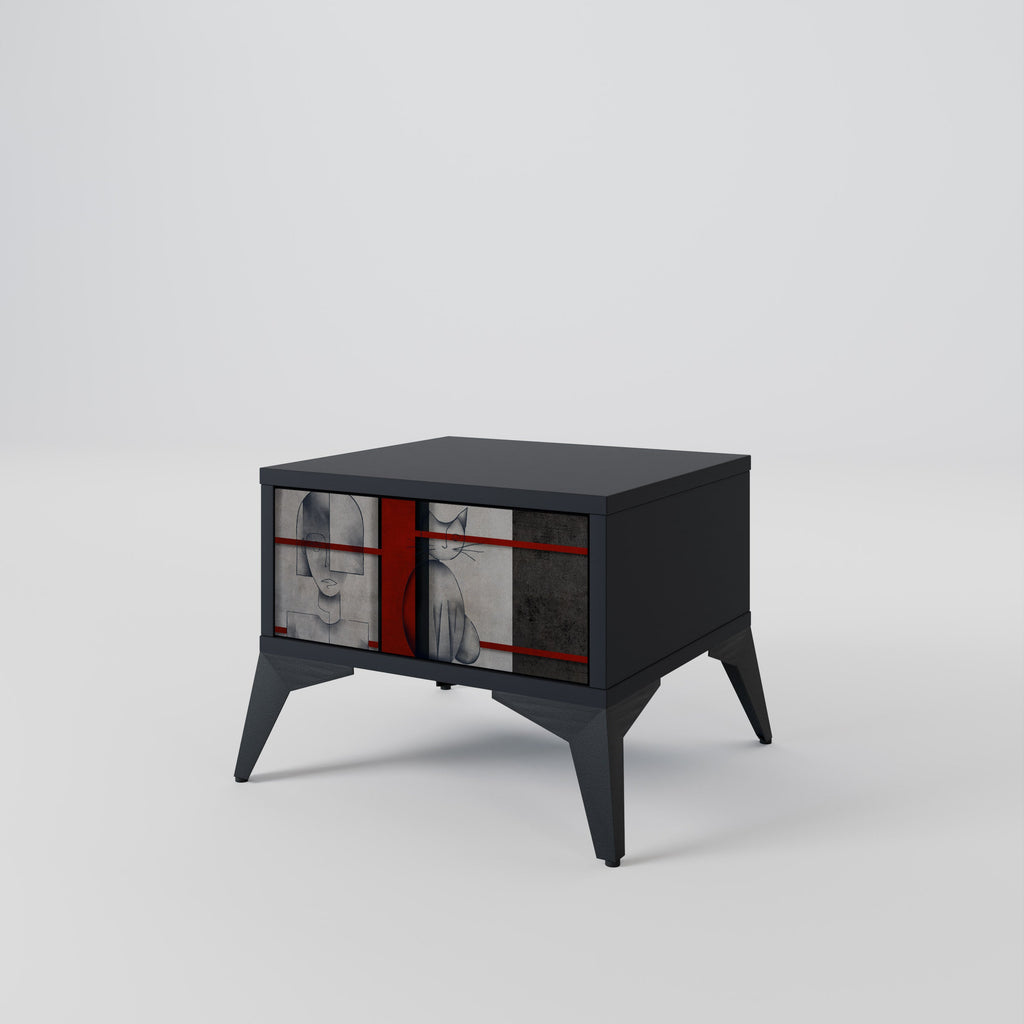 GRAY FIGURES Mesa de Cabeceira em Acabamento Preto