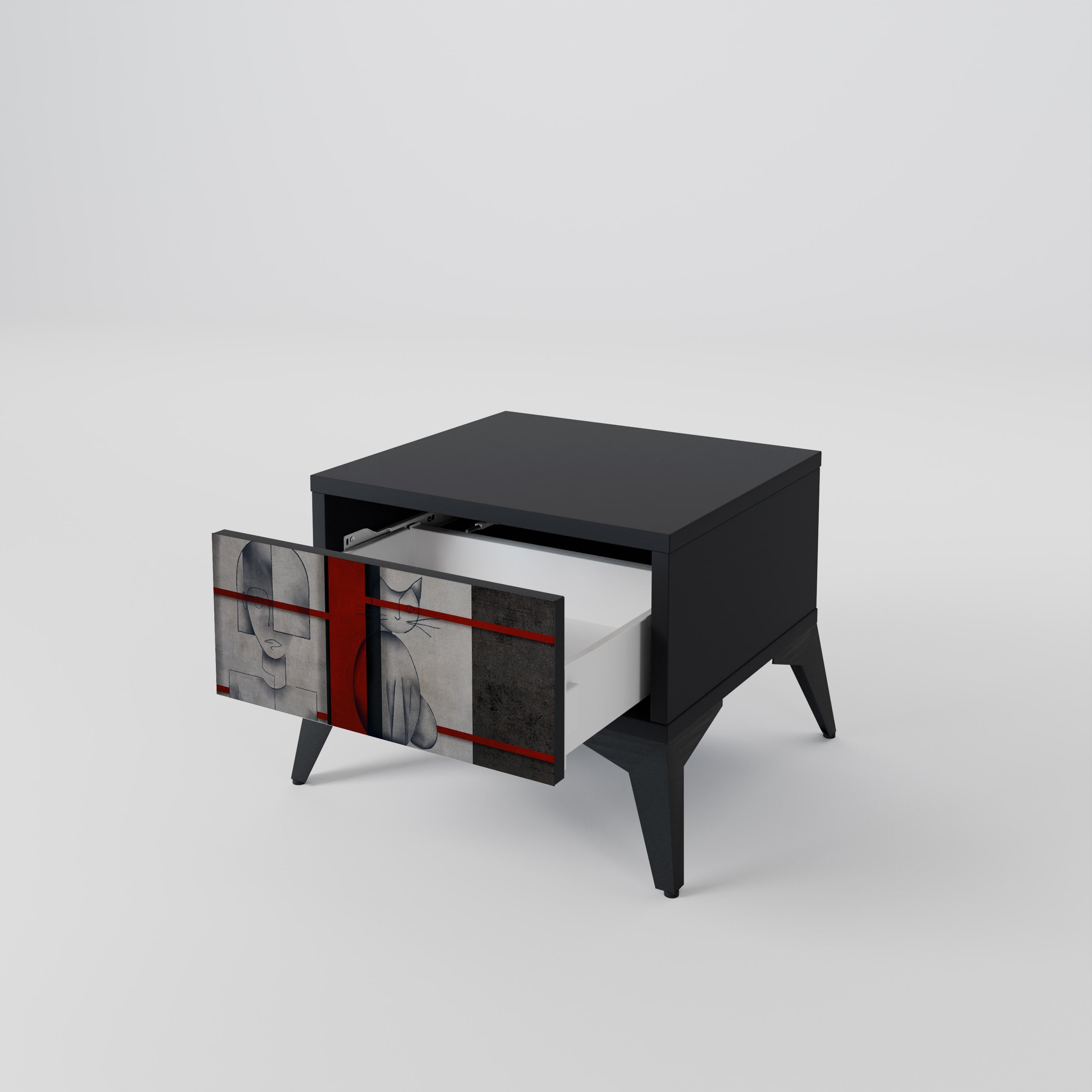 GRAY FIGURES Mesa de Cabeceira em Acabamento Preto