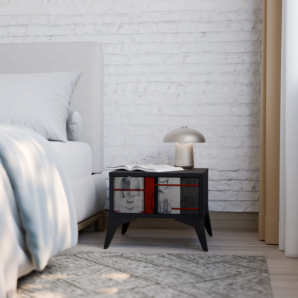 GRAY FIGURES Mesa de Cabeceira em Acabamento Preto