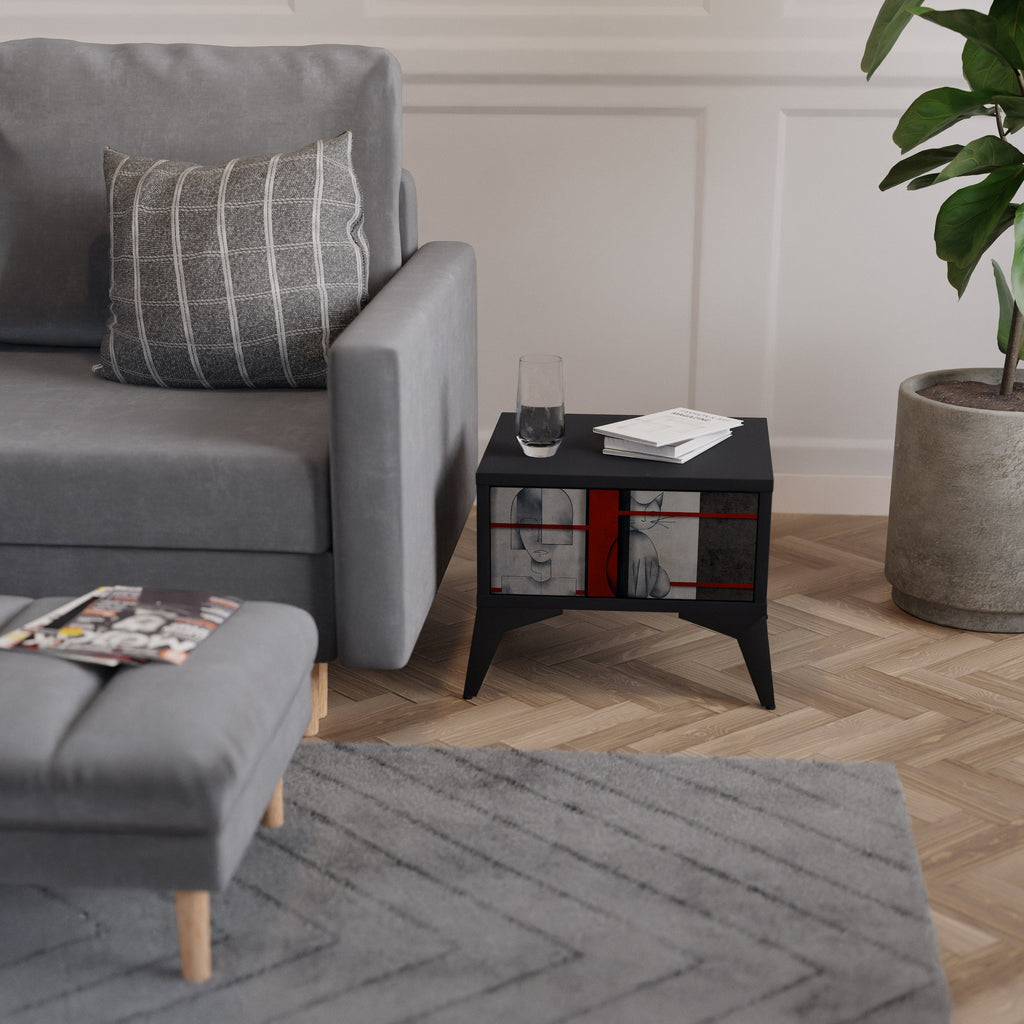 GRAY FIGURES Mesa de Cabeceira em Acabamento Preto