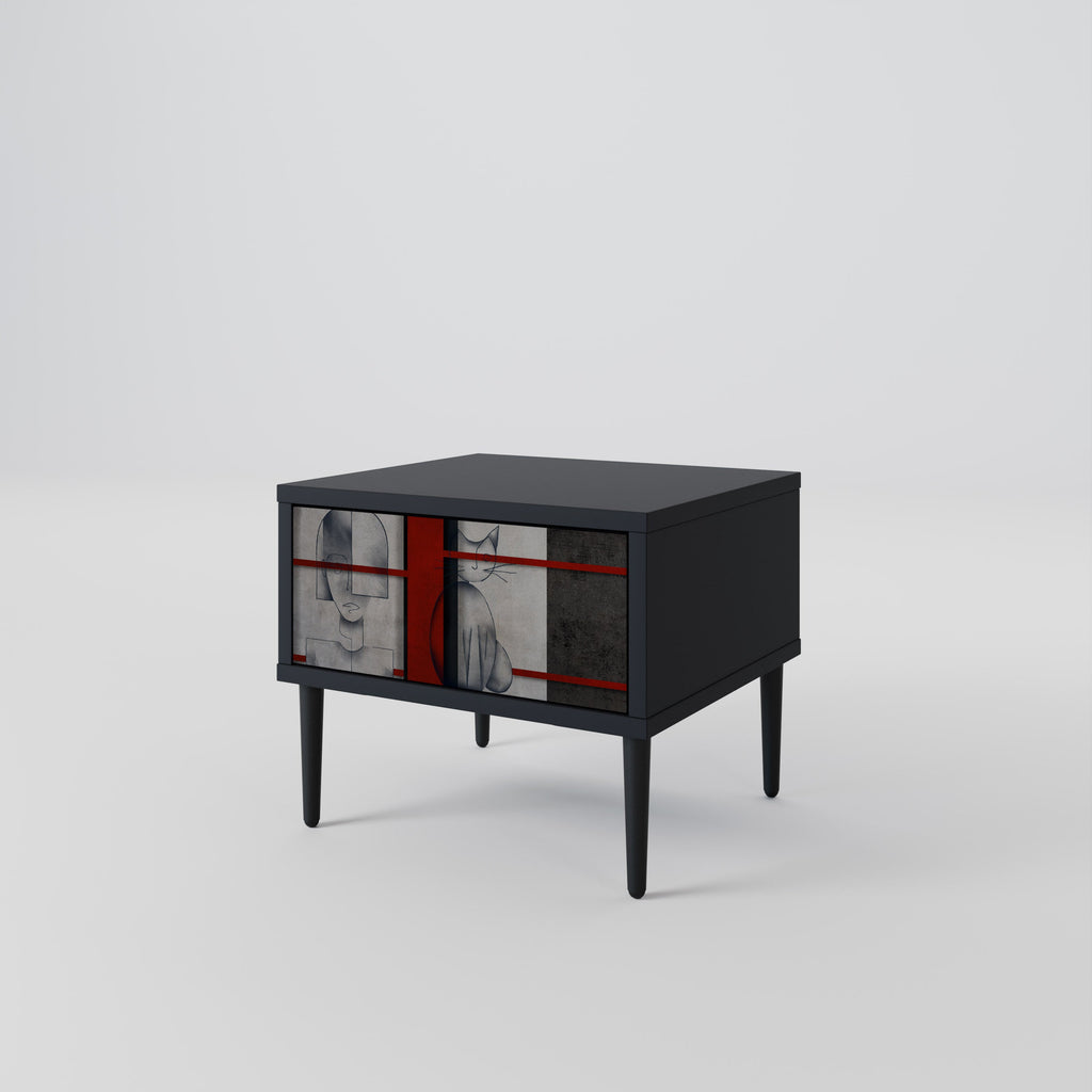 GRAY FIGURES Mesa de Cabeceira em Acabamento Preto