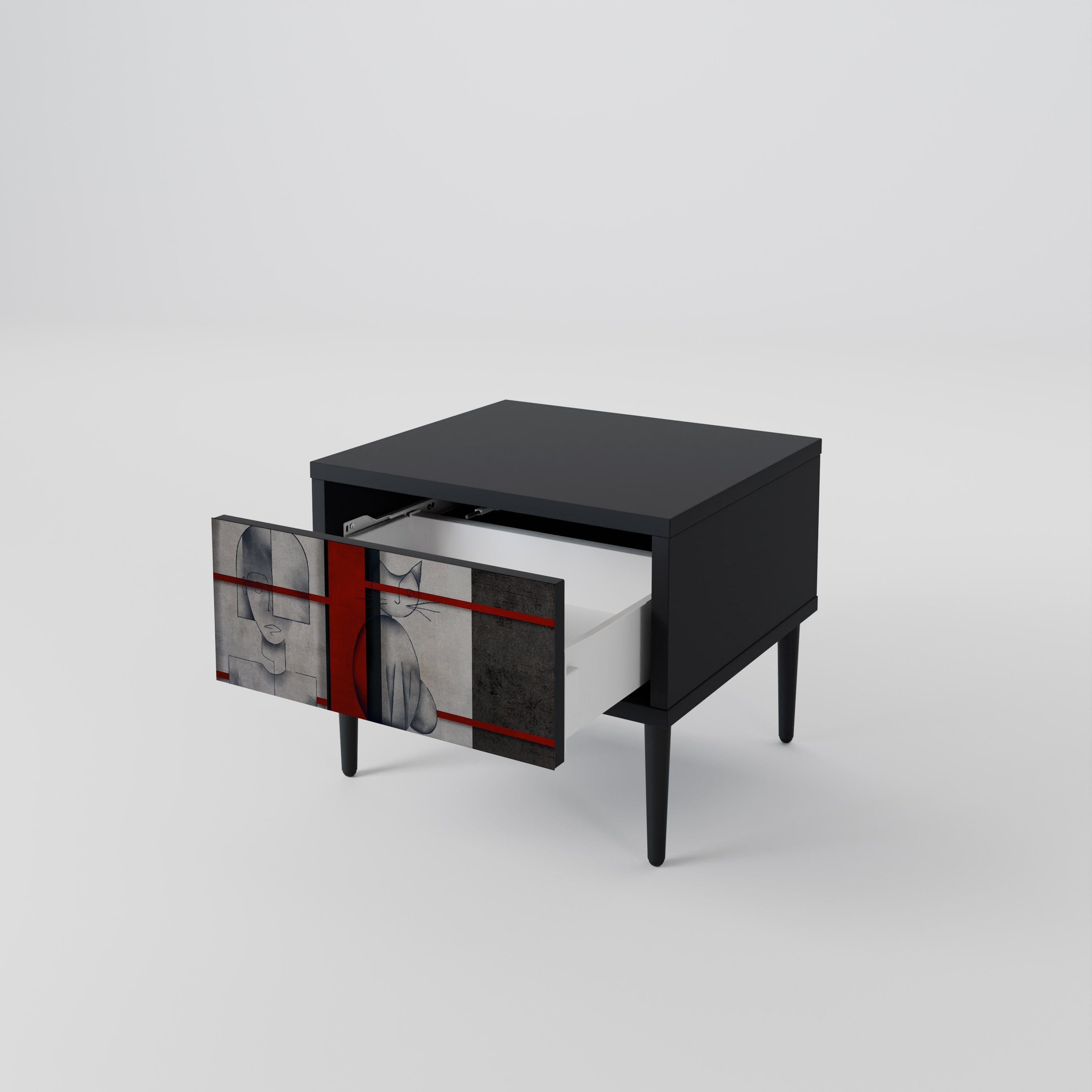 GRAY FIGURES Mesa de Cabeceira em Acabamento Preto