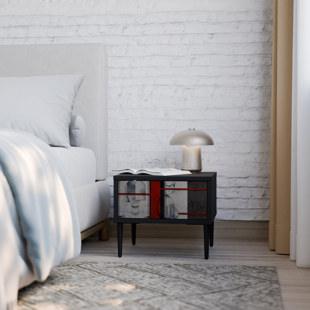 GRAY FIGURES Mesa de Cabeceira em Acabamento Preto