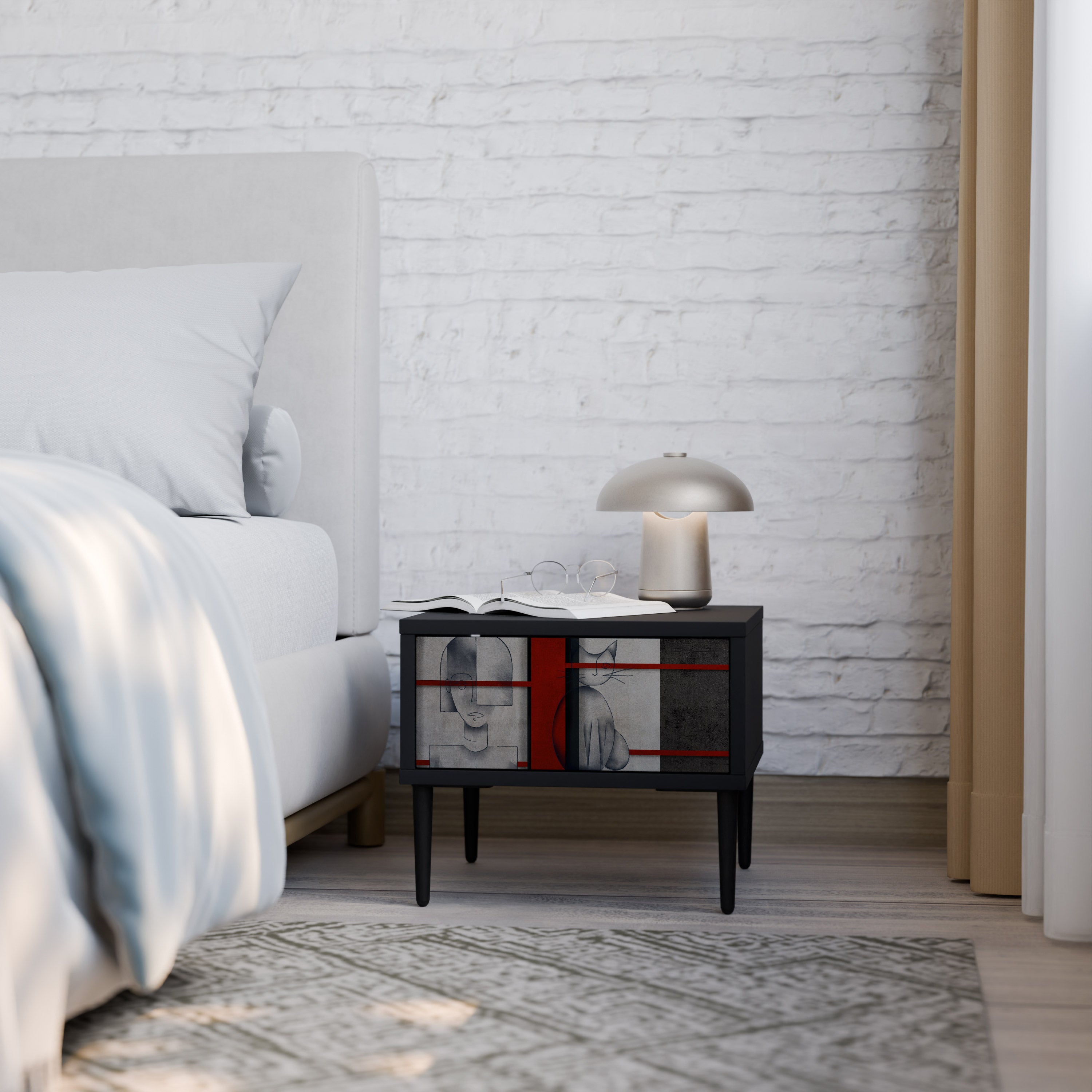 GRAY FIGURES Mesa de Cabeceira em Acabamento Preto