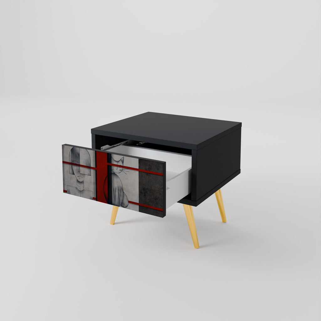GRAY FIGURES Mesa de Cabeceira em Acabamento Preto