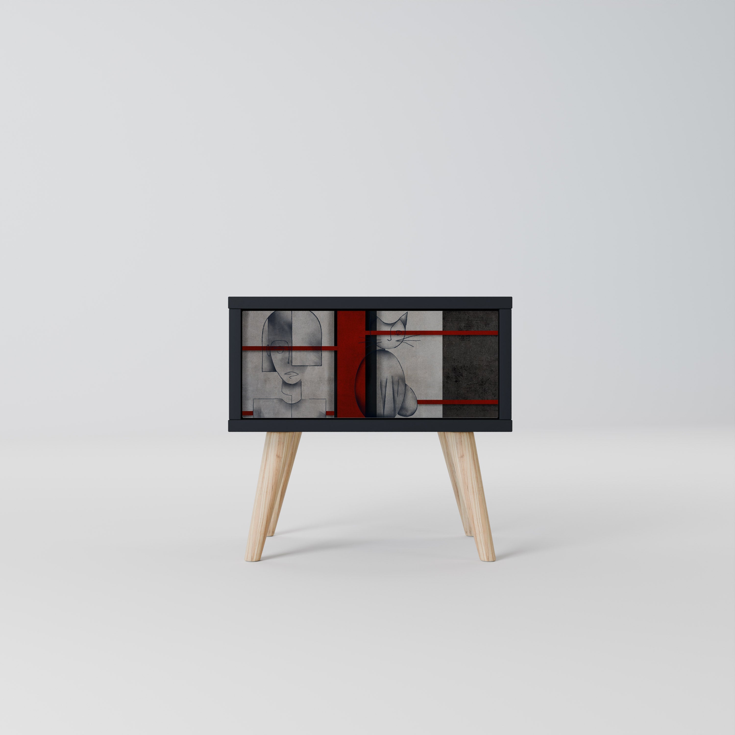 GRAY FIGURES Mesa de Cabeceira em Acabamento Preto