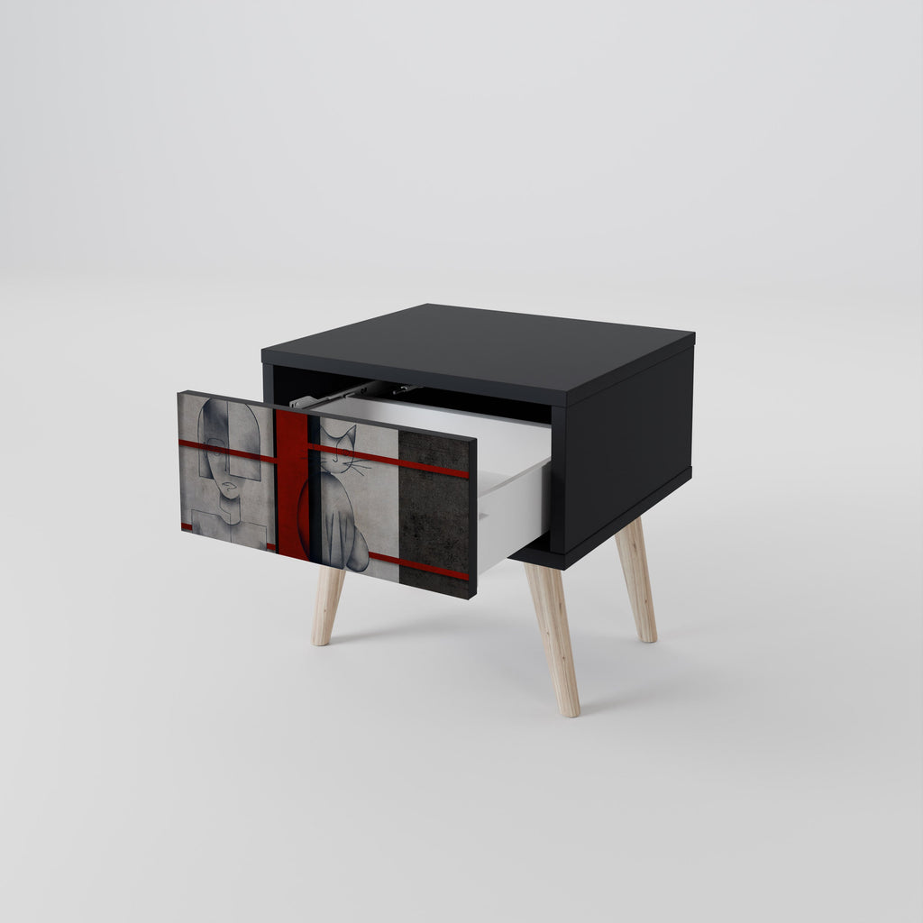 GRAY FIGURES Mesa de Cabeceira em Acabamento Preto