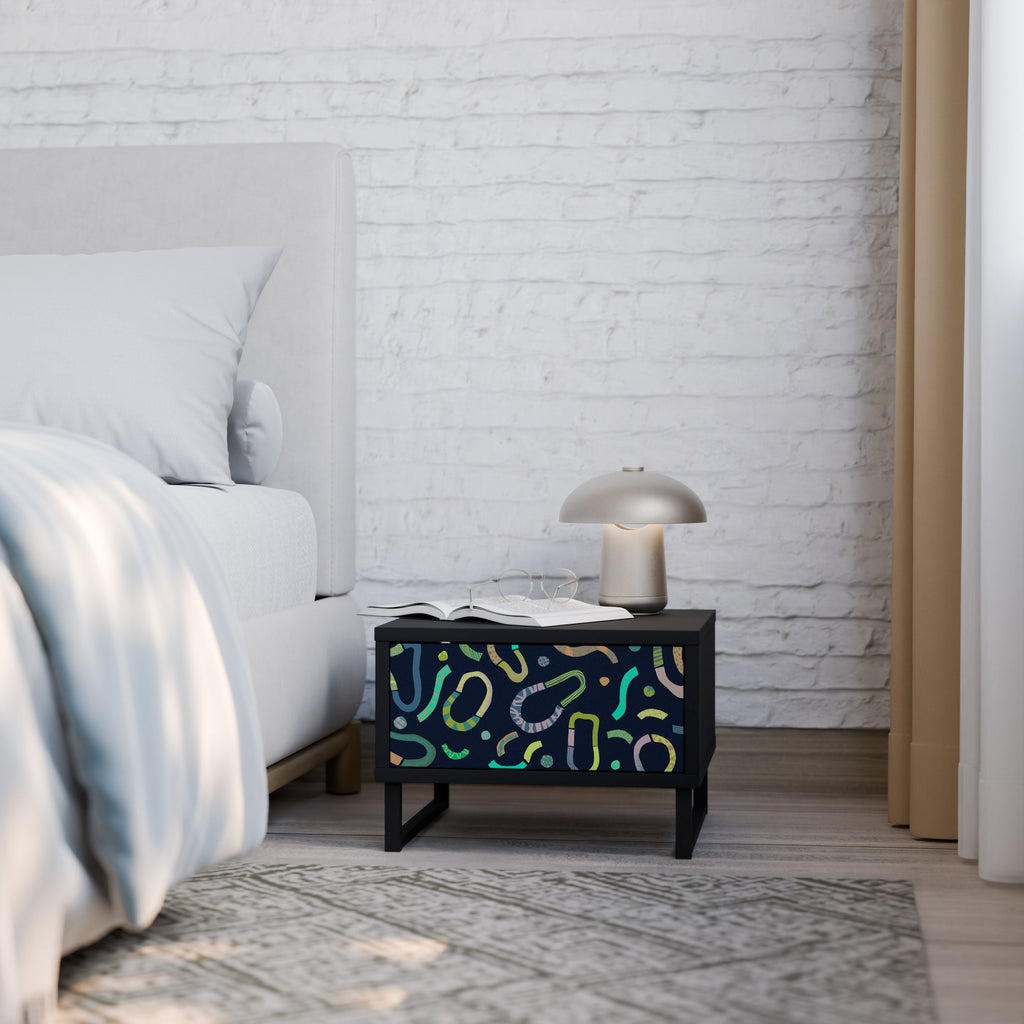 CONTRAST DANCE Mesa de Cabeceira em Acabamento Preto