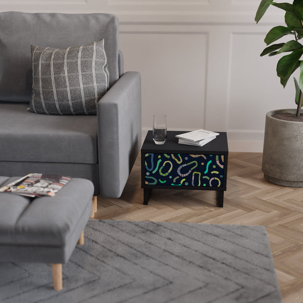 CONTRAST DANCE Mesa de Cabeceira em Acabamento Preto