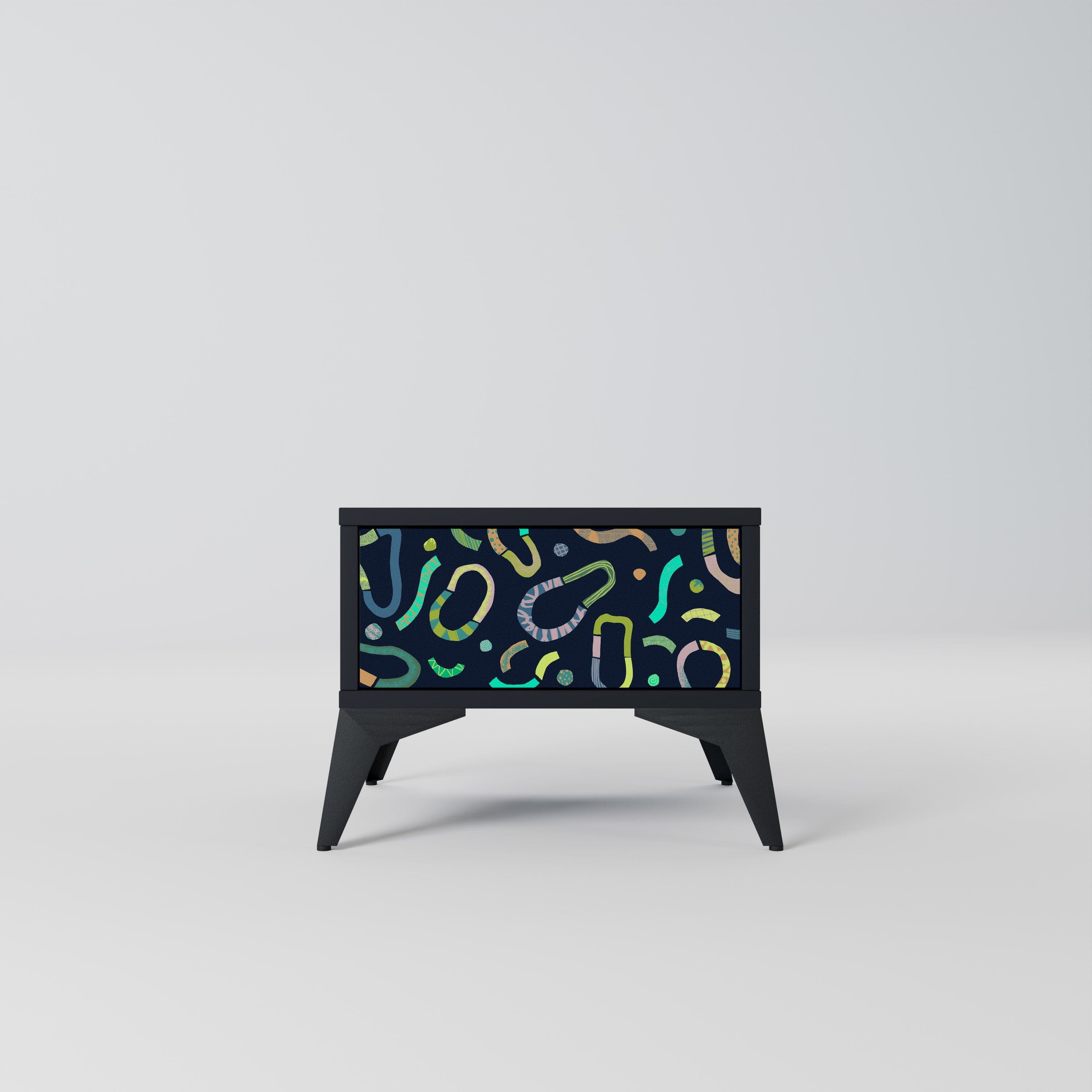 CONTRAST DANCE Mesa de Cabeceira em Acabamento Preto