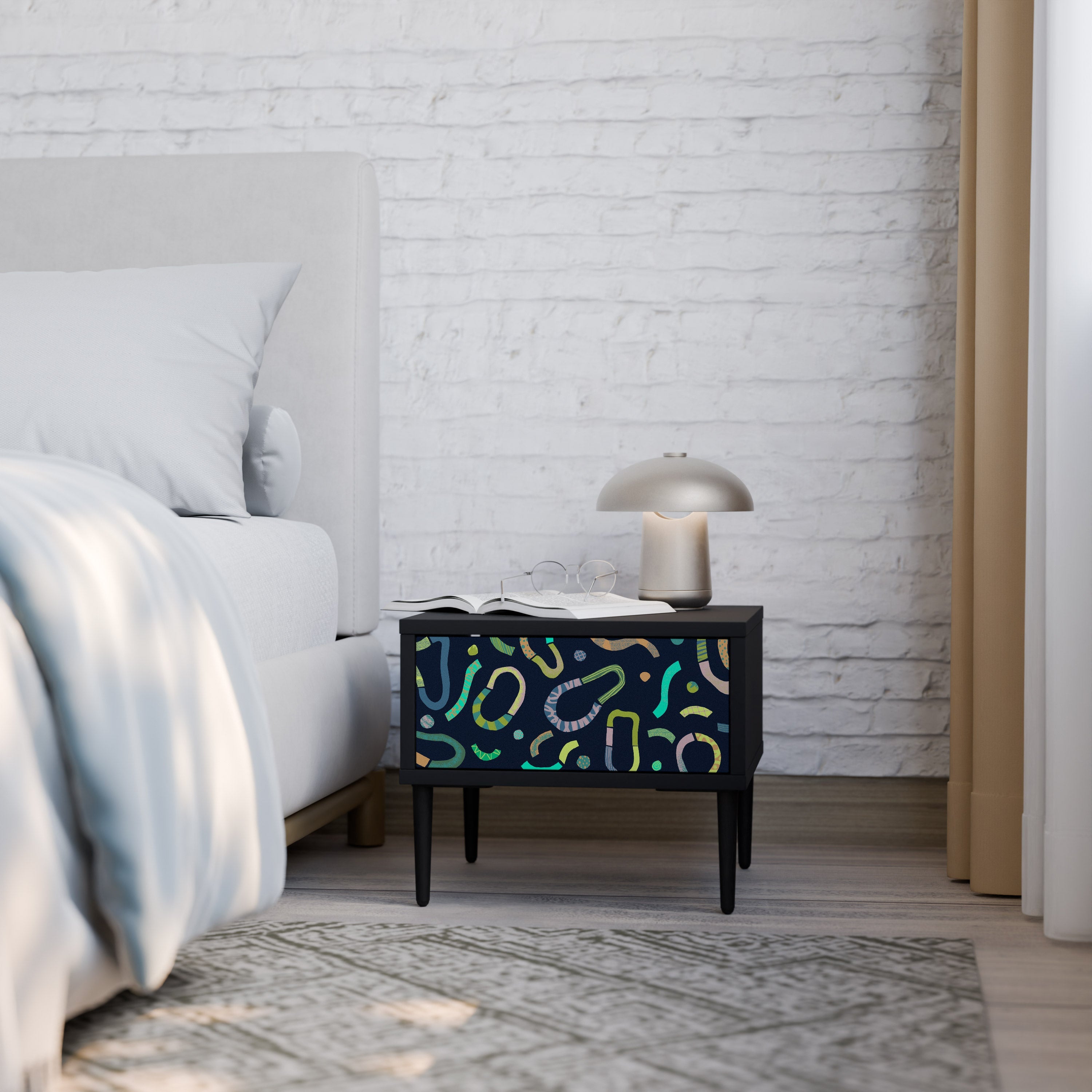 CONTRAST DANCE Mesa de Cabeceira em Acabamento Preto