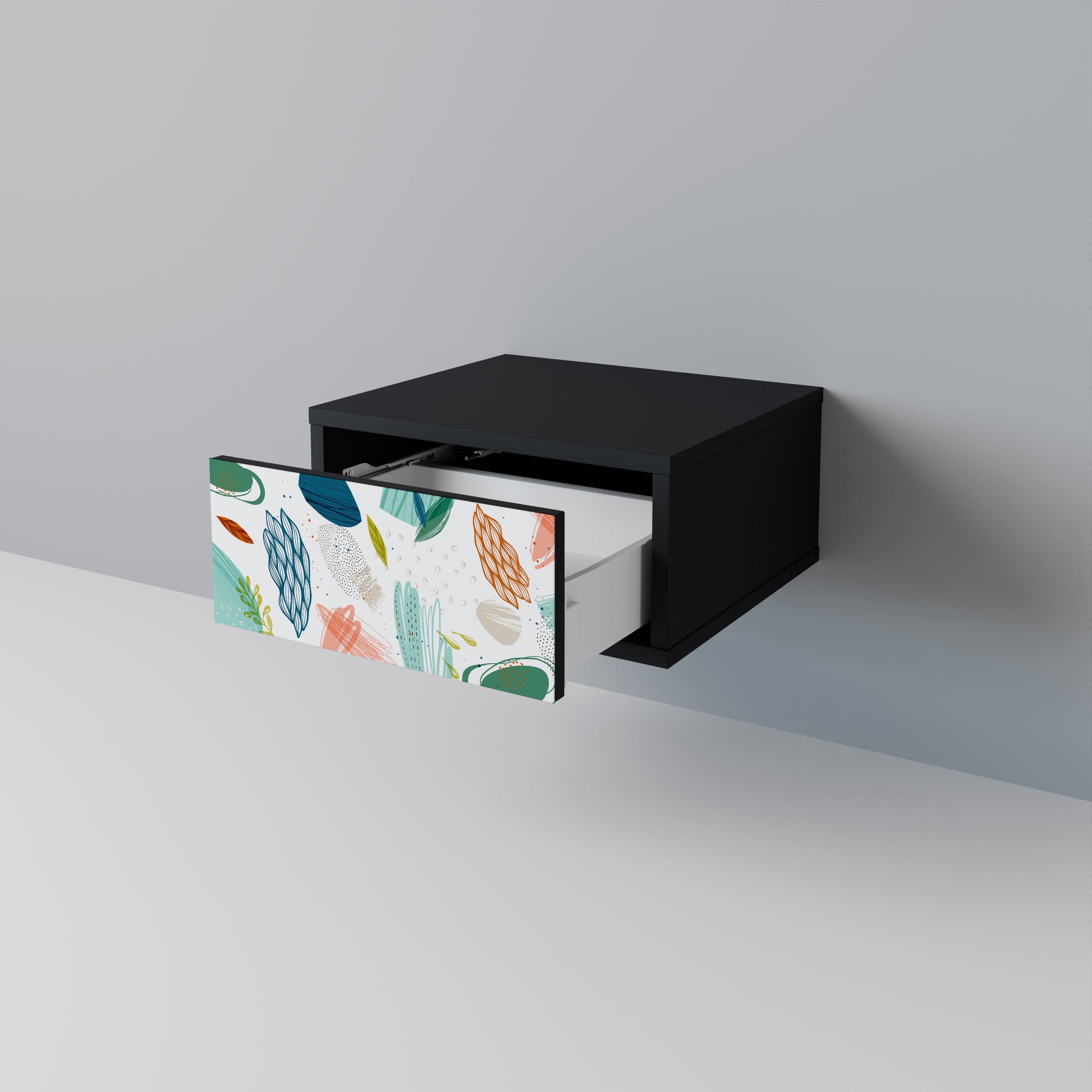 BOTANICAL HURRICANE Nightstand in Black Finish