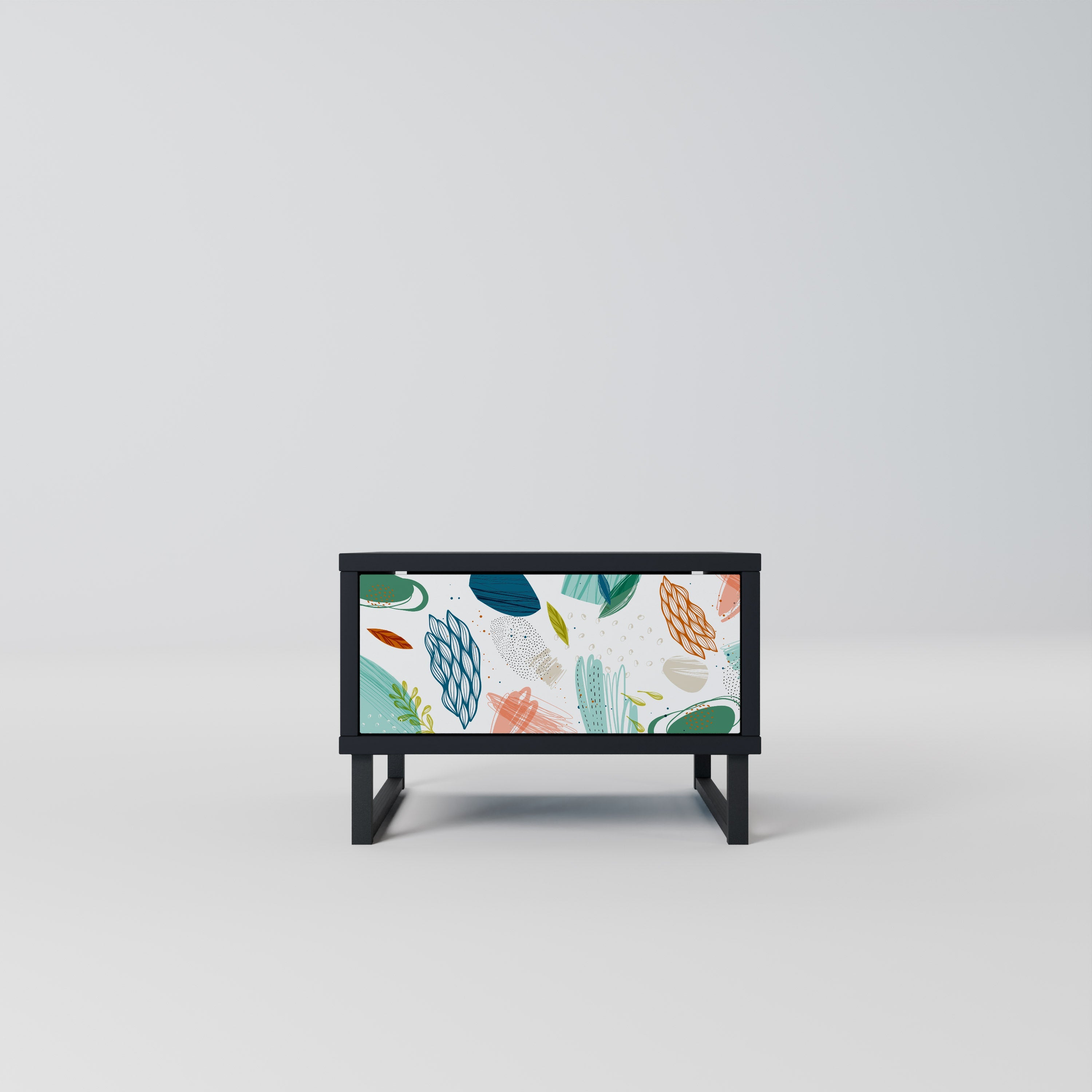 BOTANICAL HURRICANE Mesa de Cabeceira em Acabamento Preto