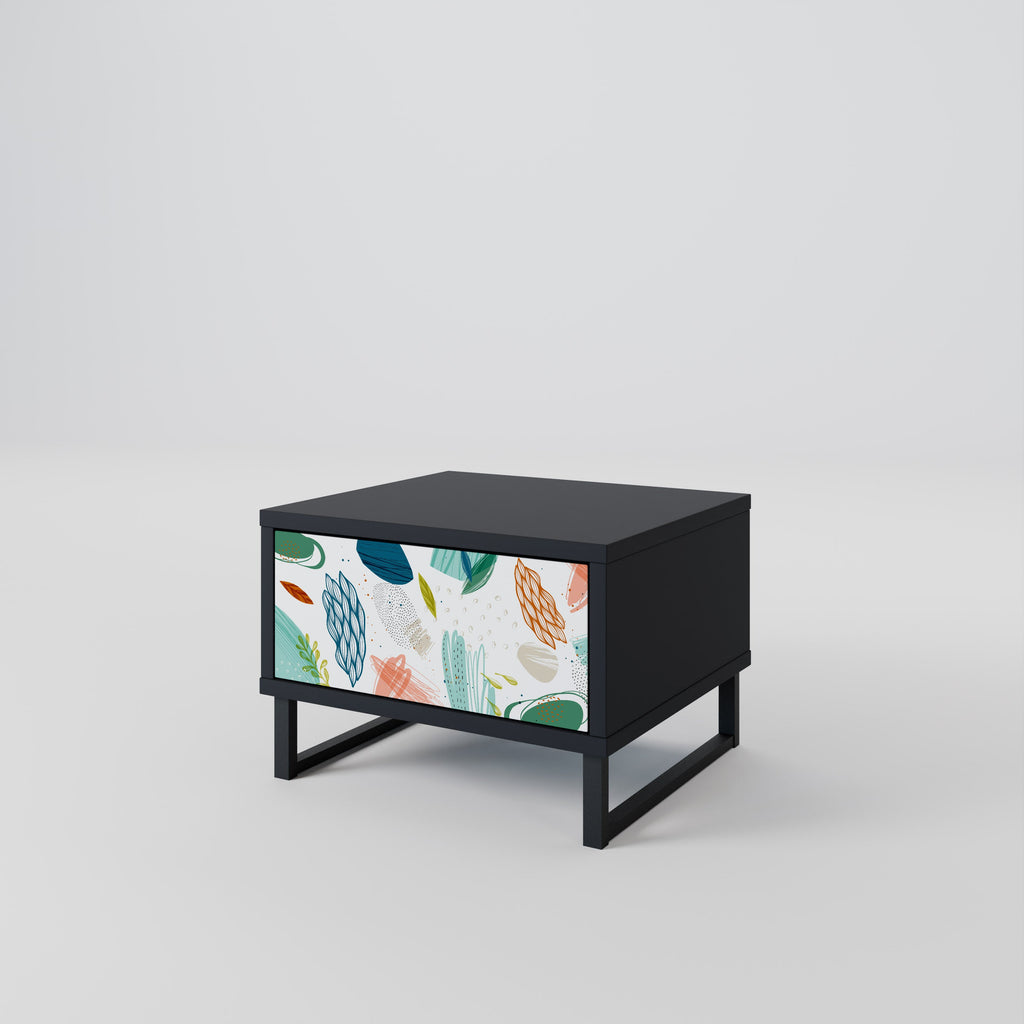 BOTANICAL HURRICANE Nightstand in Black Finish