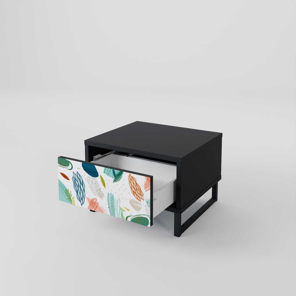 BOTANICAL HURRICANE Nightstand in Black Finish