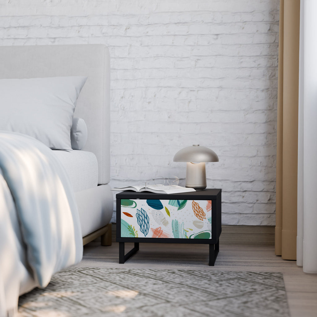 BOTANICAL HURRICANE Nightstand in Black Finish