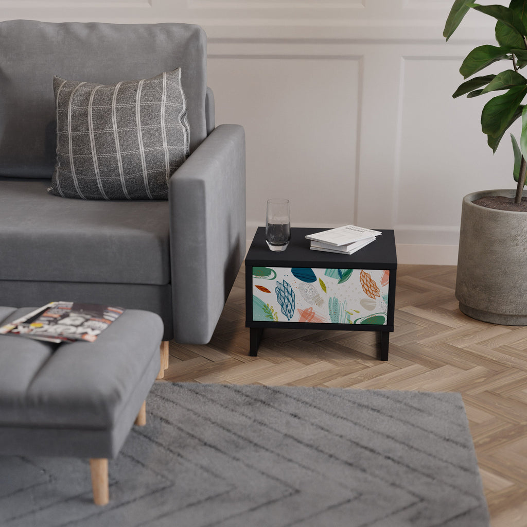 BOTANICAL HURRICANE Nightstand in Black Finish