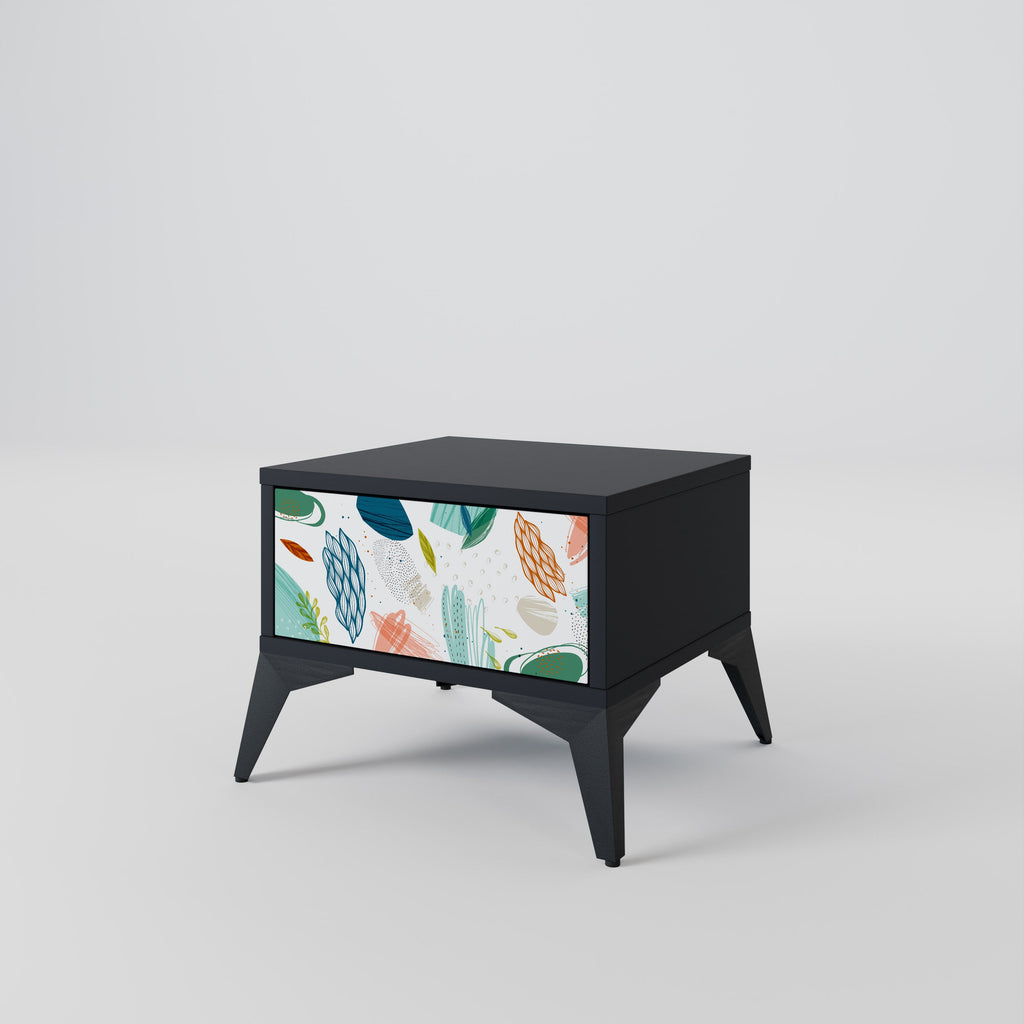 BOTANICAL HURRICANE Nightstand in Black Finish