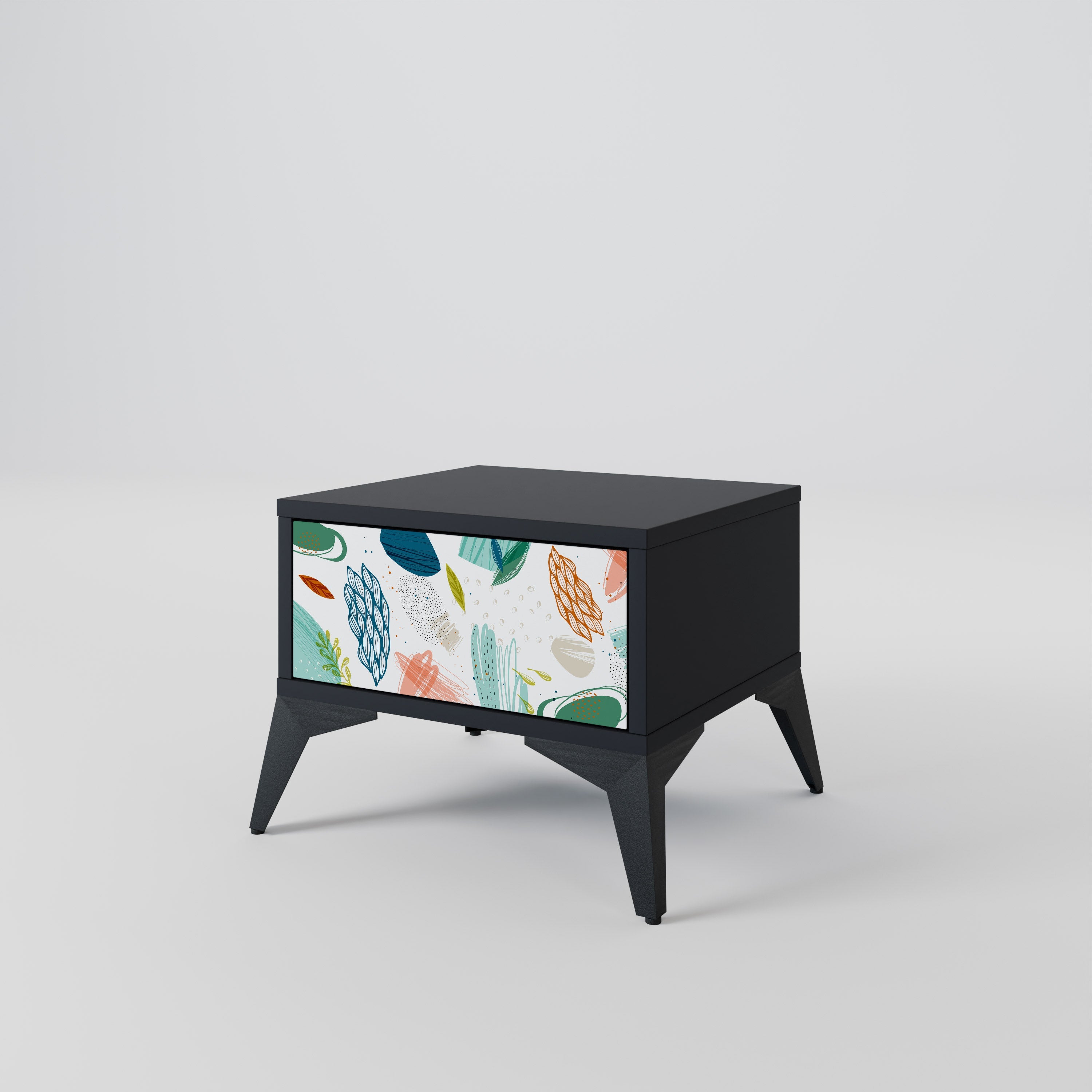 BOTANICAL HURRICANE Nightstand in Black Finish