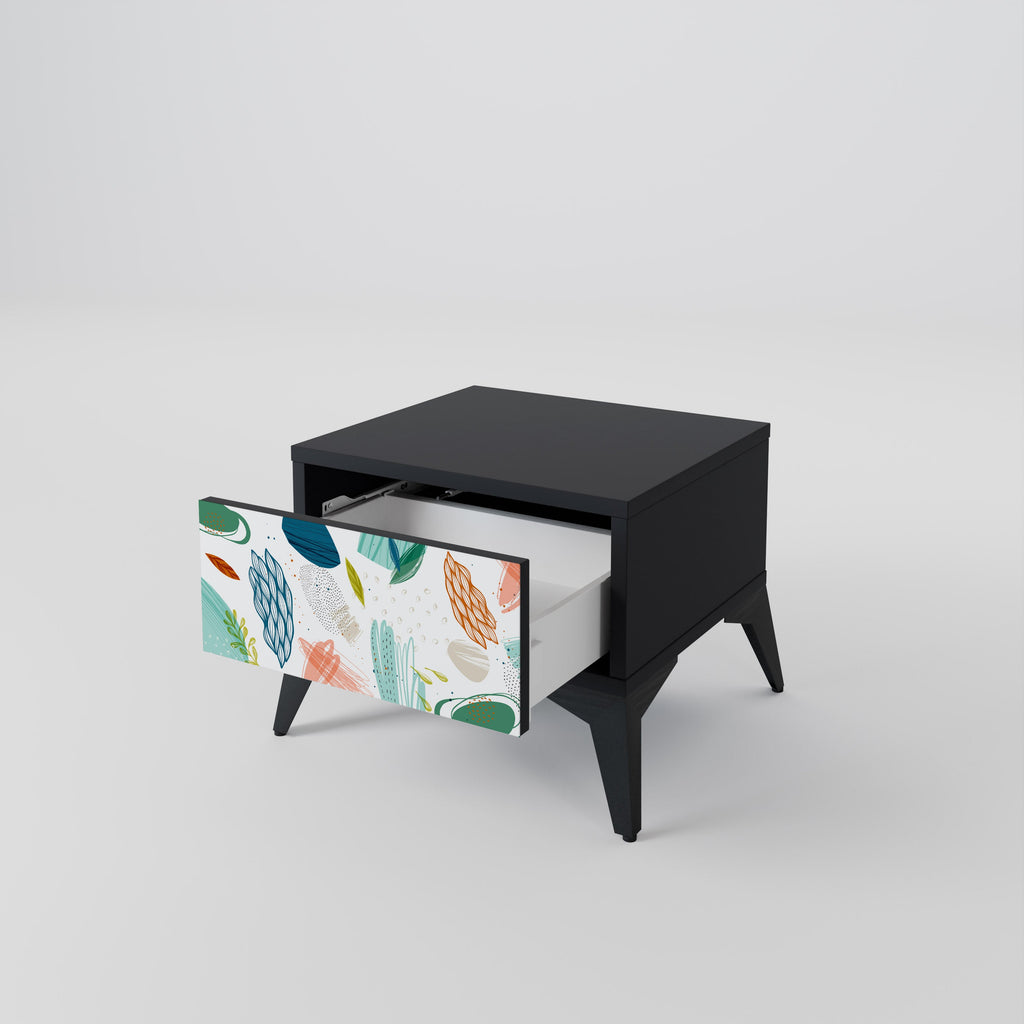 BOTANICAL HURRICANE Nightstand in Black Finish