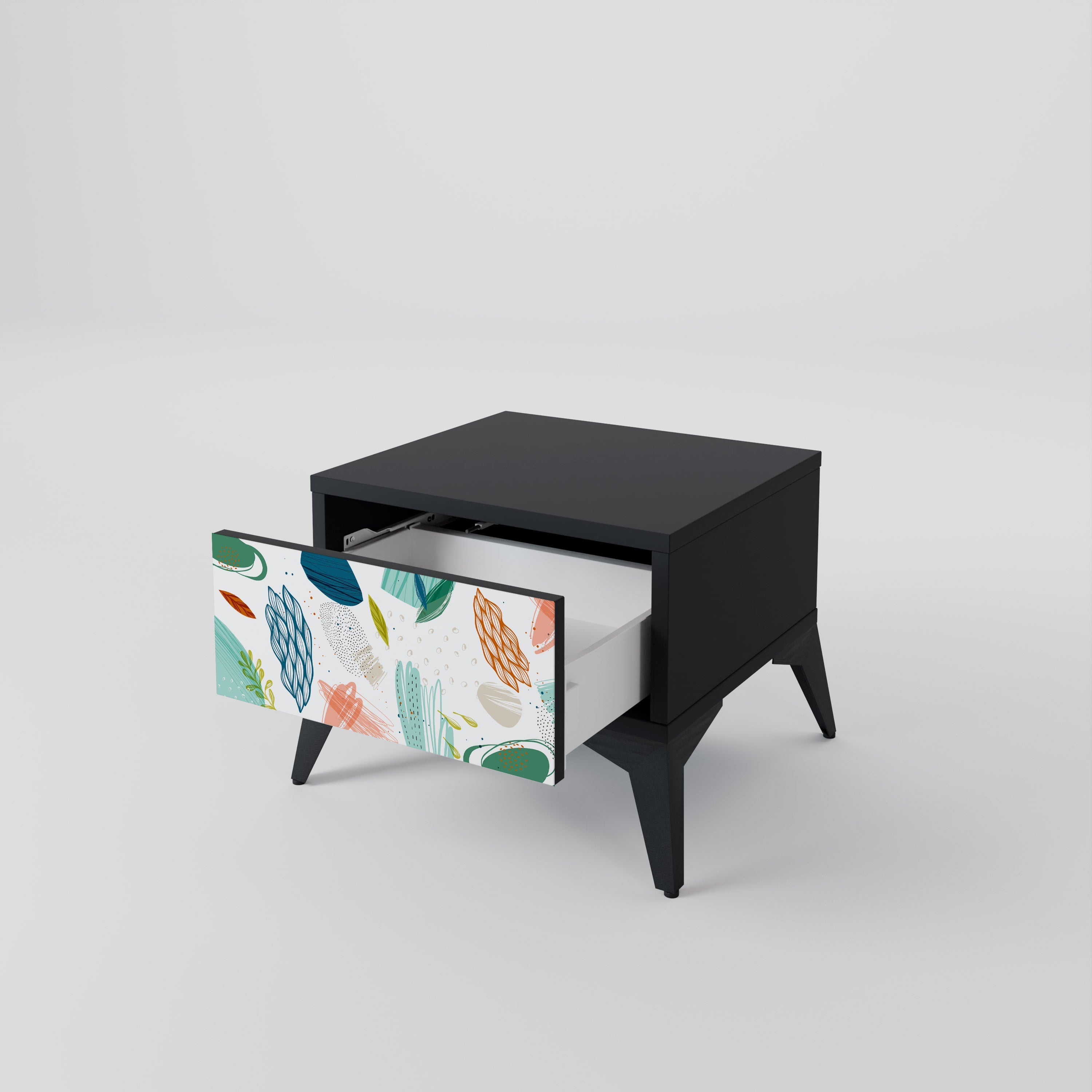 BOTANICAL HURRICANE Nightstand in Black Finish
