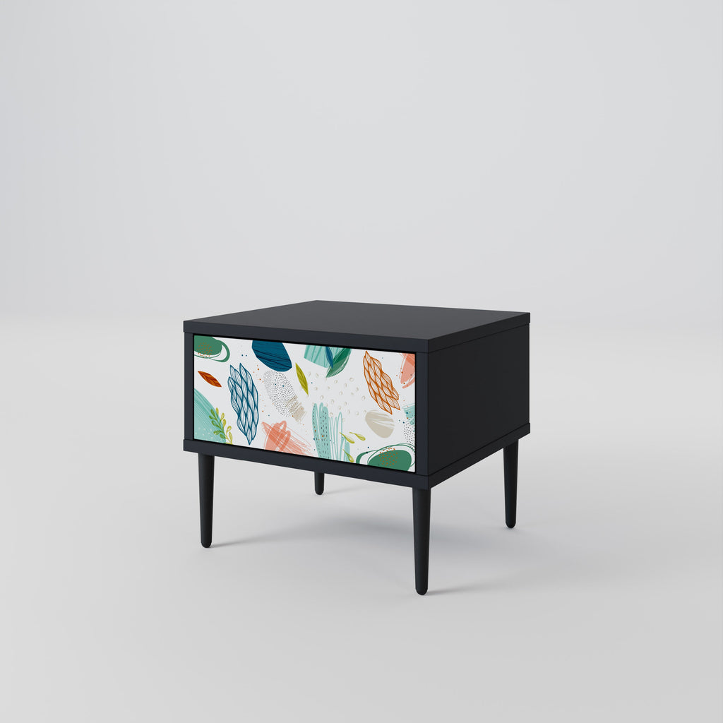 BOTANICAL HURRICANE Nightstand in Black Finish
