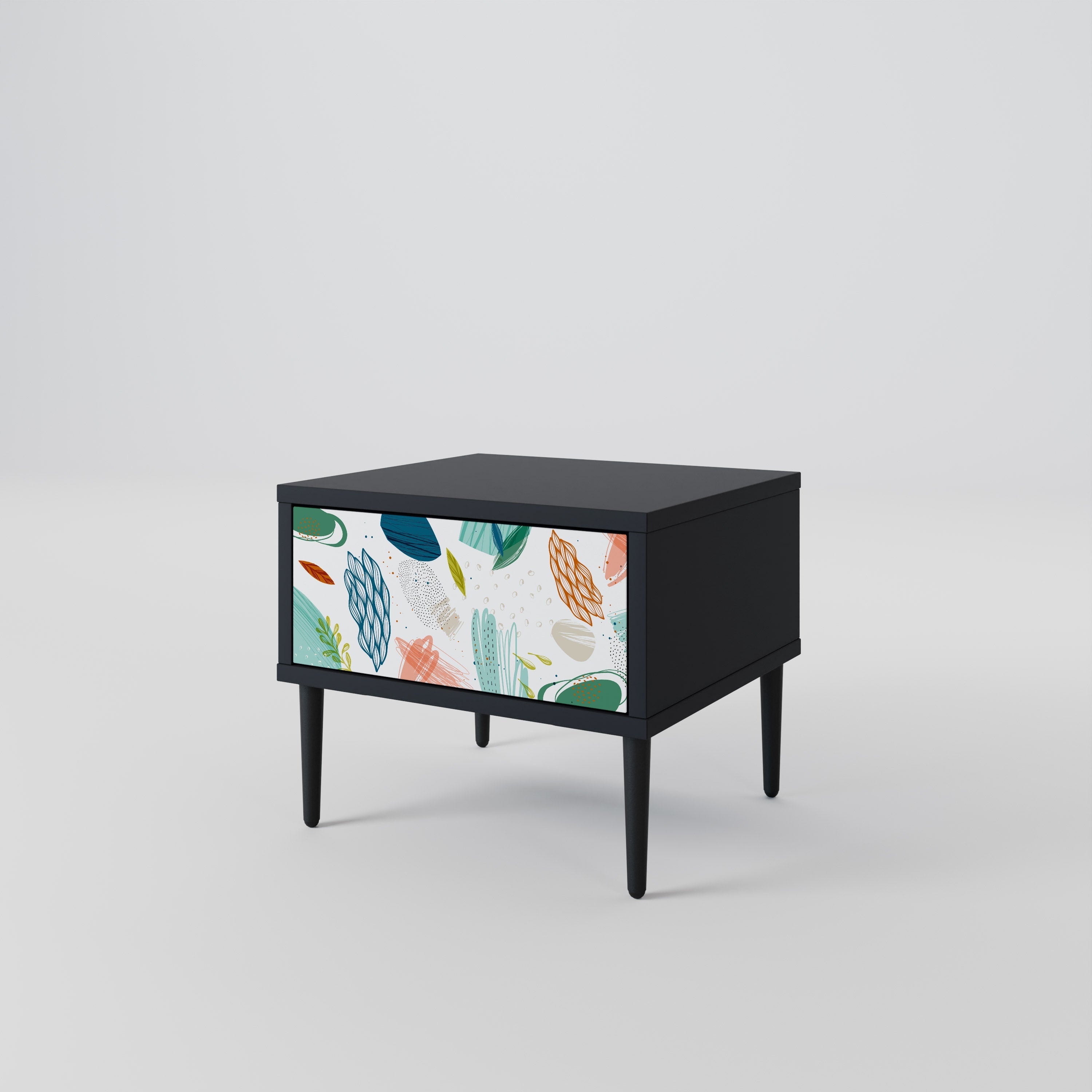 BOTANICAL HURRICANE Nightstand in Black Finish