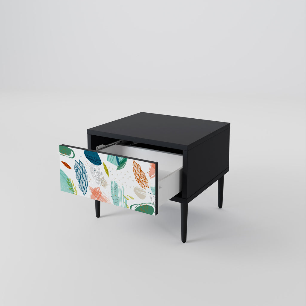 BOTANICAL HURRICANE Nightstand in Black Finish