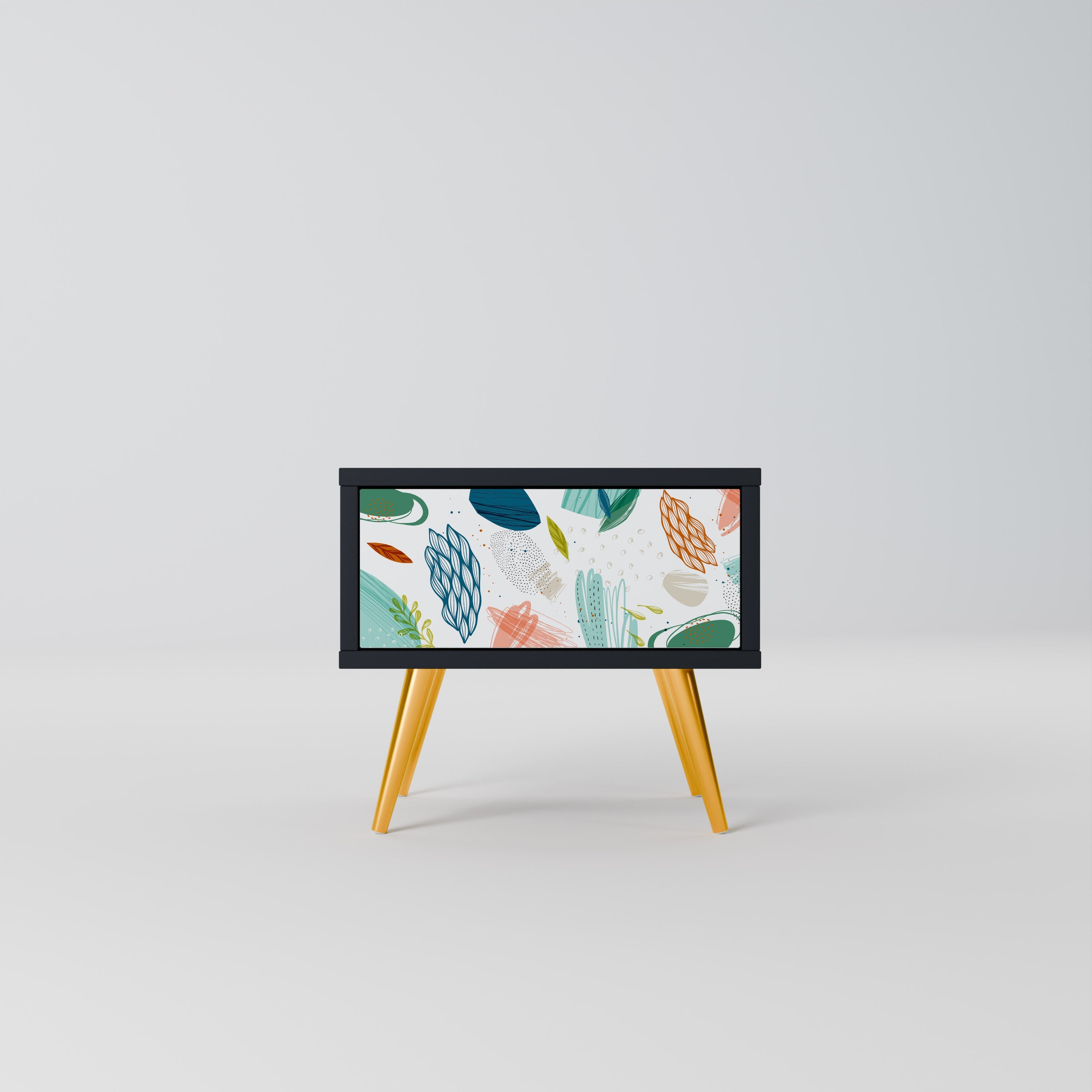 BOTANICAL HURRICANE Mesa de Cabeceira em Acabamento Preto