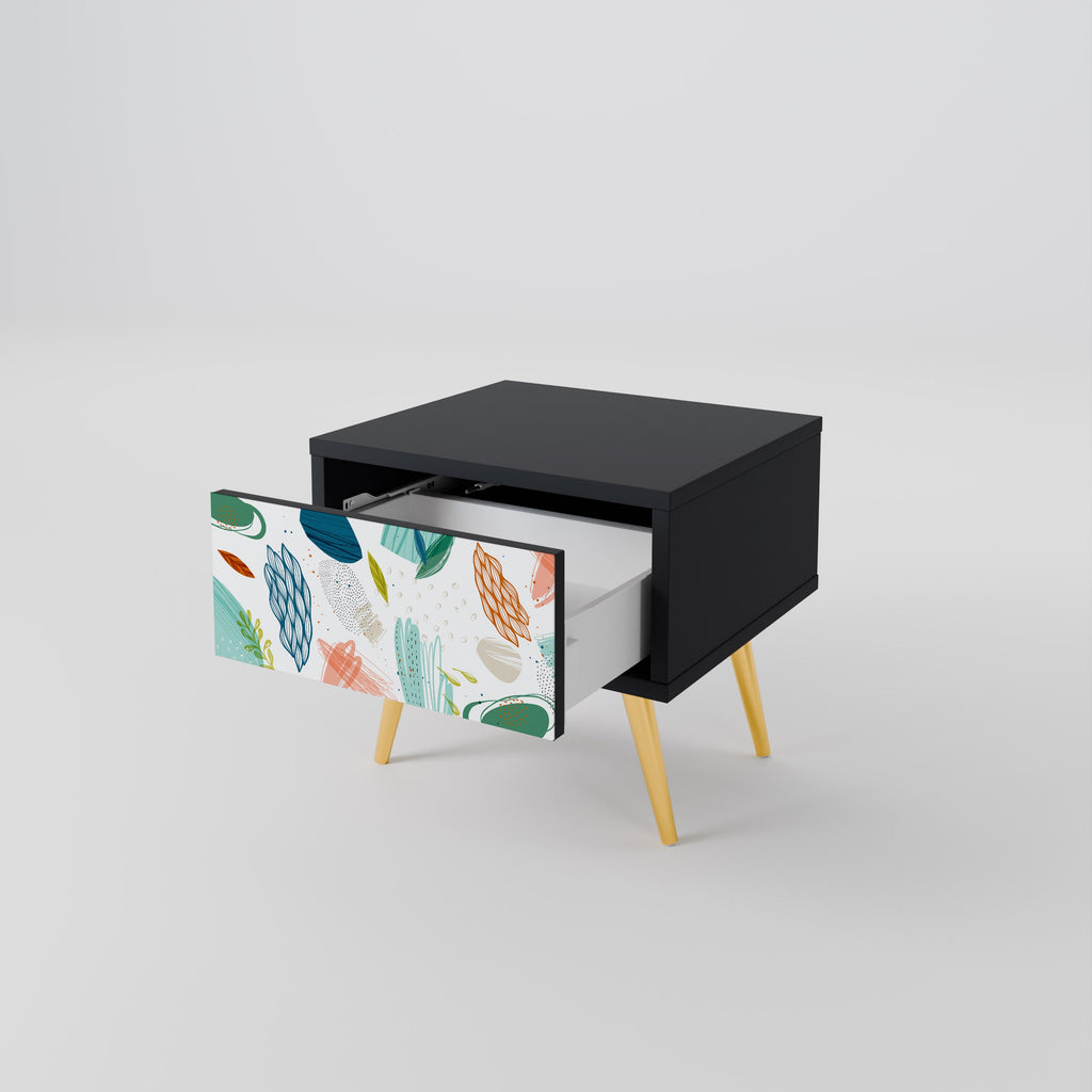 BOTANICAL HURRICANE Nightstand in Black Finish