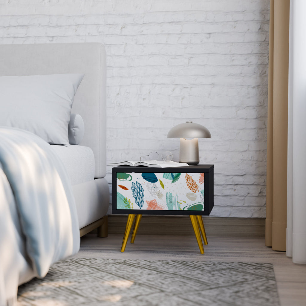 BOTANICAL HURRICANE Nightstand in Black Finish