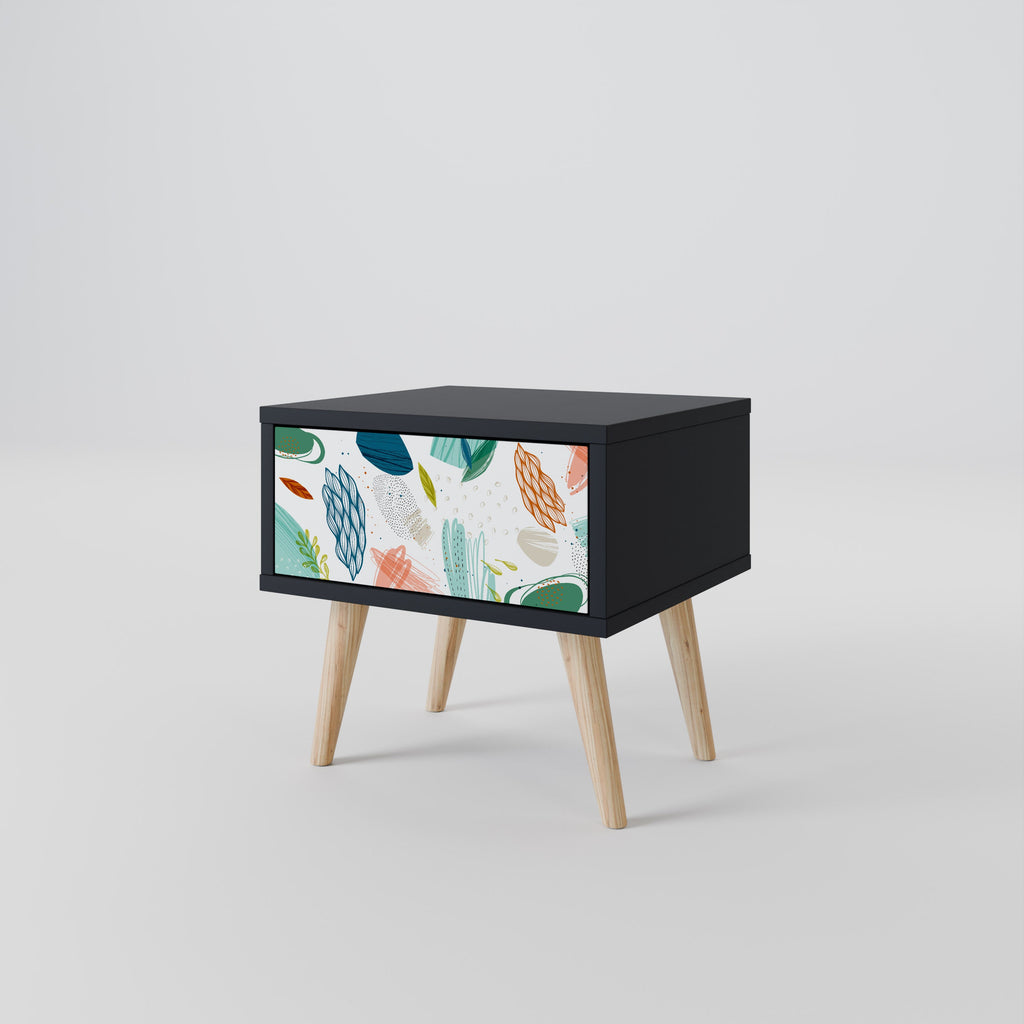 BOTANICAL HURRICANE Nightstand in Black Finish