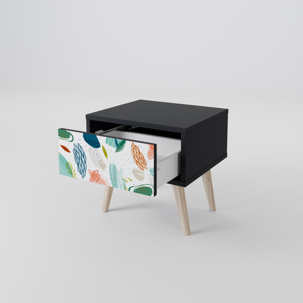 BOTANICAL HURRICANE Nightstand in Black Finish