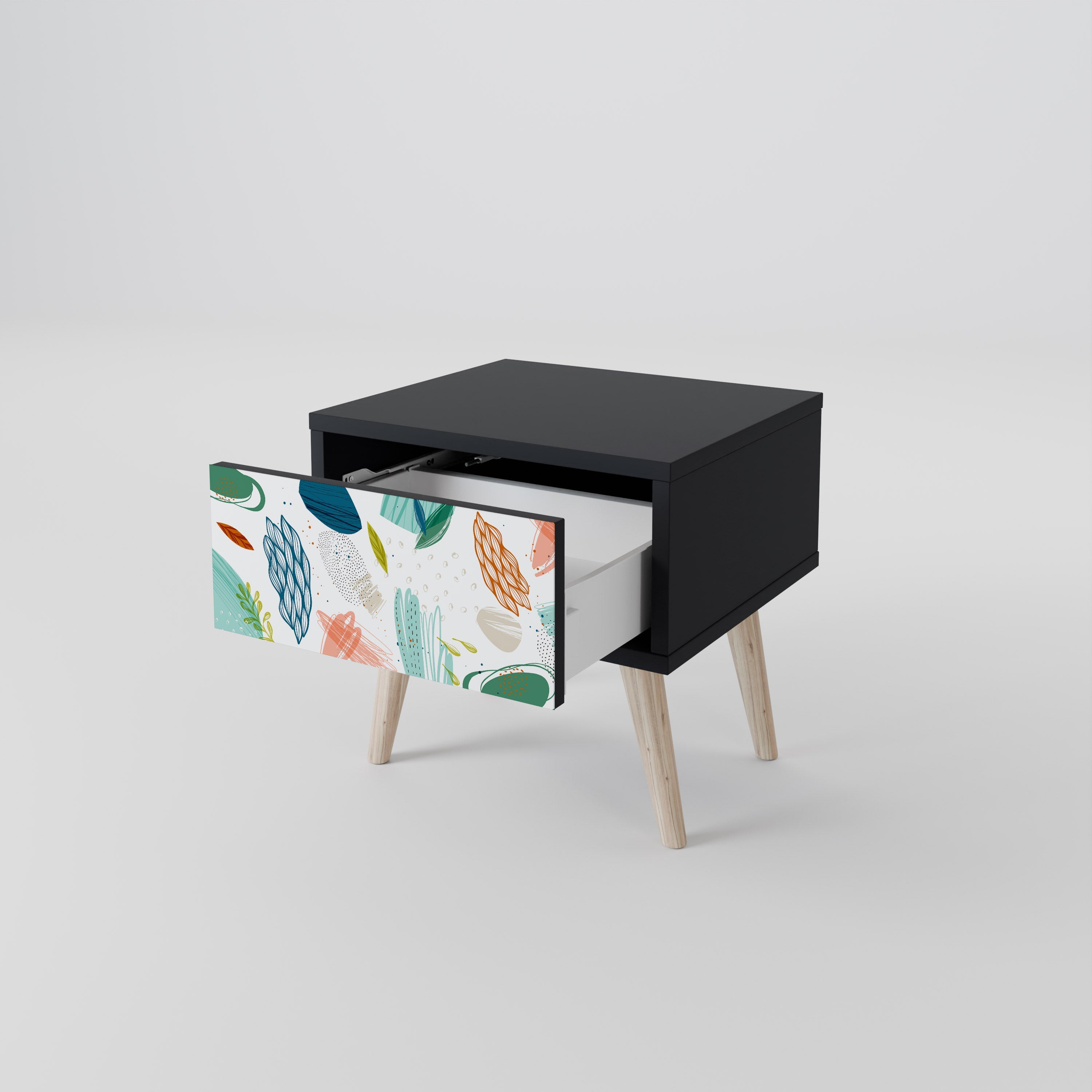 BOTANICAL HURRICANE Nightstand in Black Finish