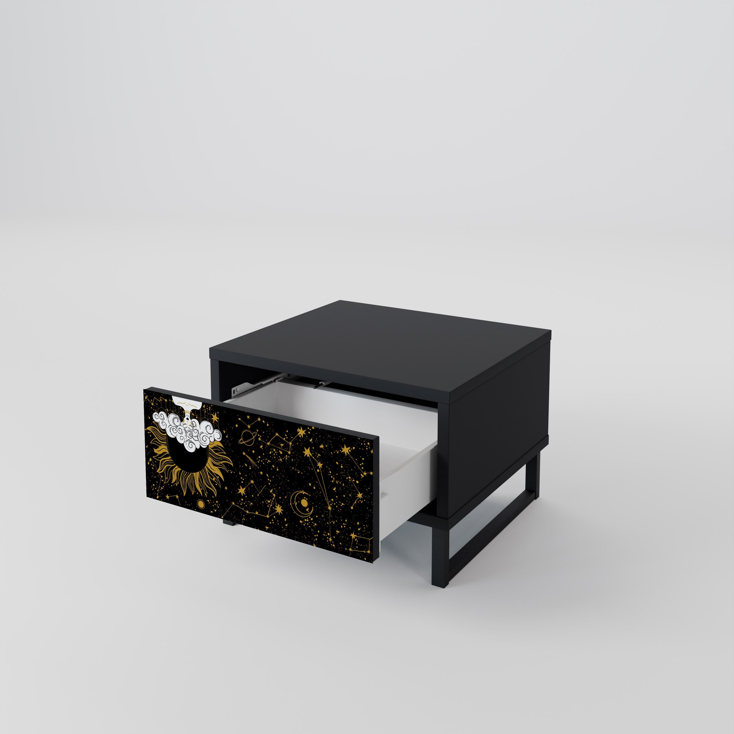 STELLAR CONSTELLATIONS Mesa de Cabeceira em Acabamento Preto