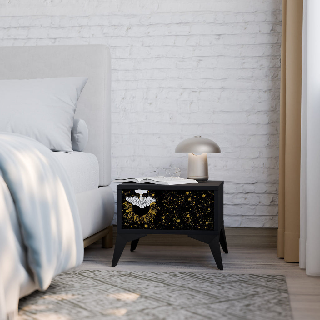 STELLAR CONSTELLATIONS Nightstand in Black Finish