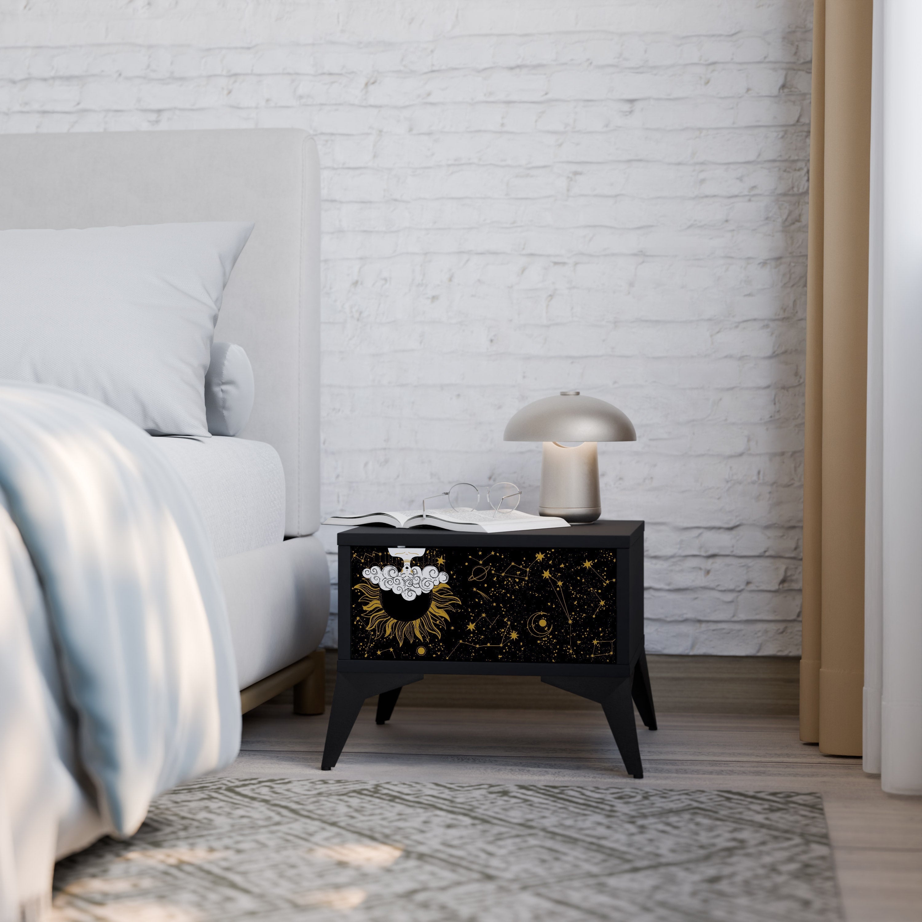 STELLAR CONSTELLATIONS Nightstand in Black Finish