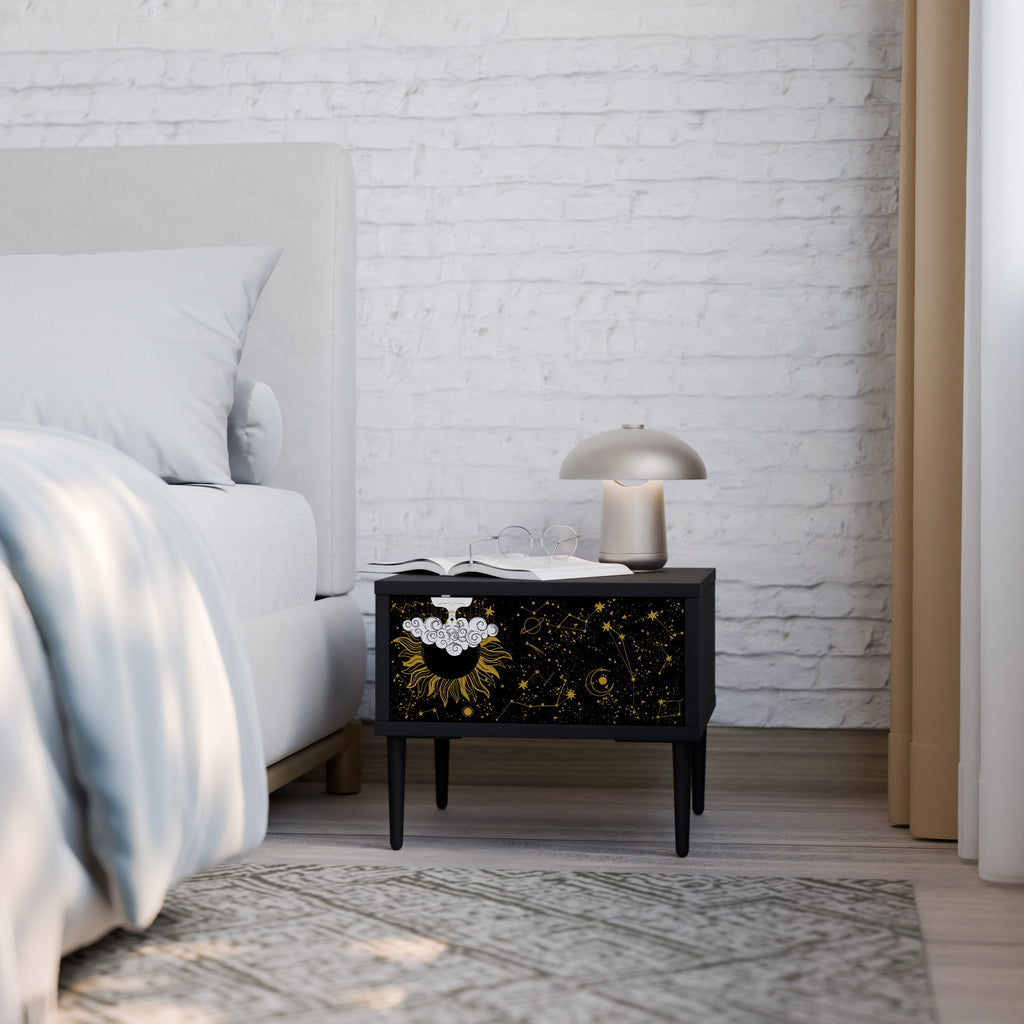 STELLAR CONSTELLATIONS Nightstand in Black Finish