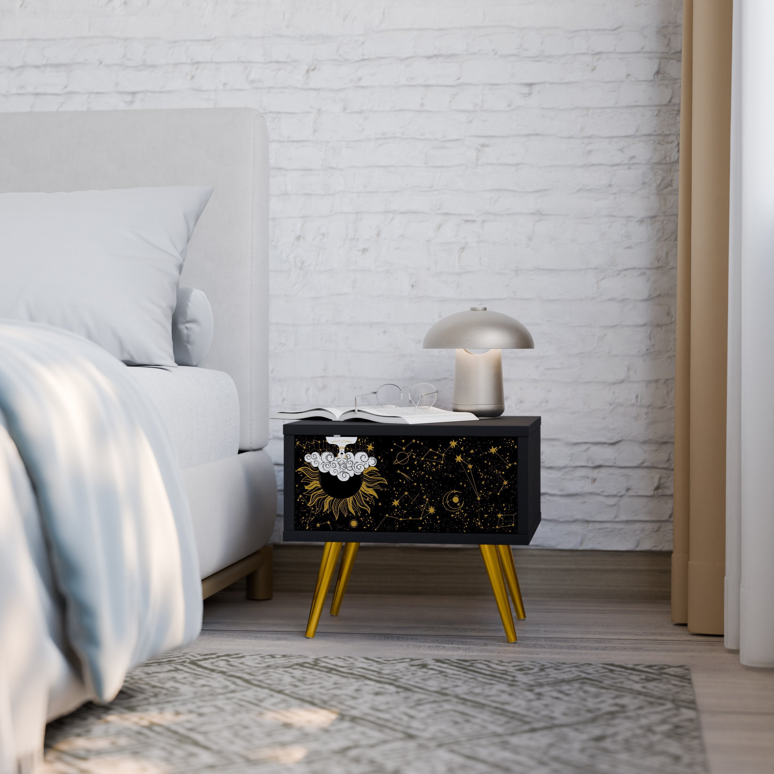 STELLAR CONSTELLATIONS Nightstand in Black Finish