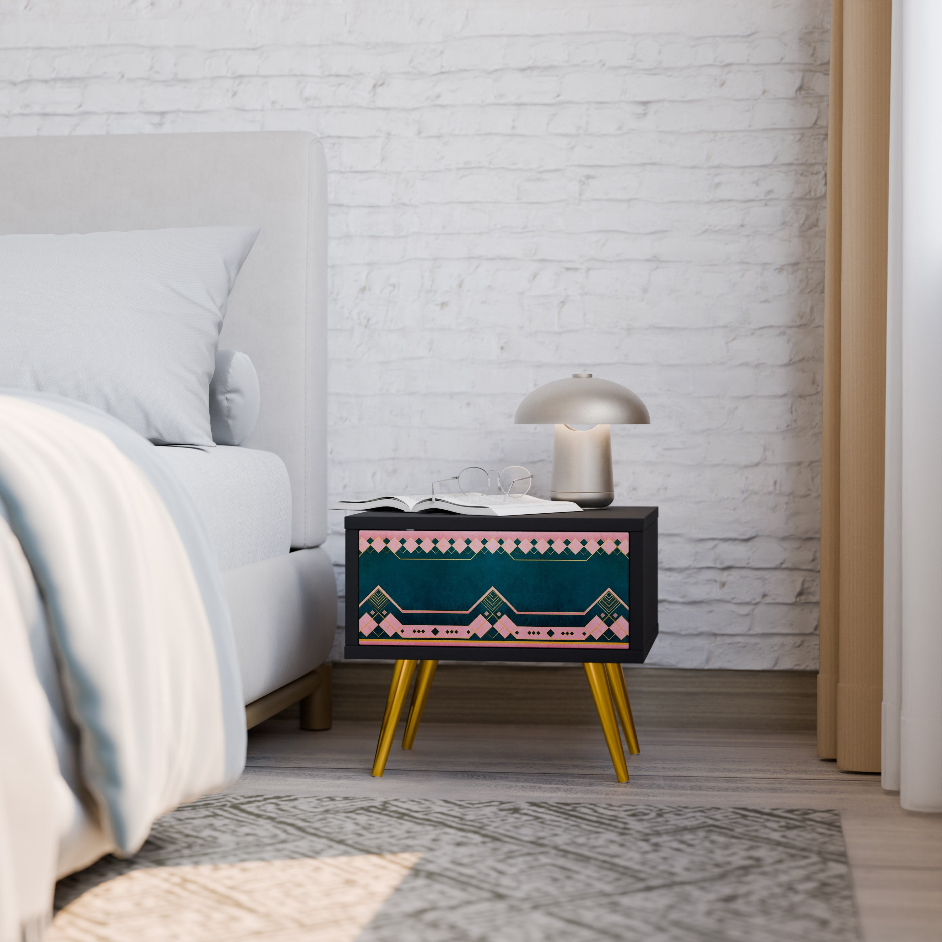 ROYAL COMPOSITION Nightstand in Black Finish