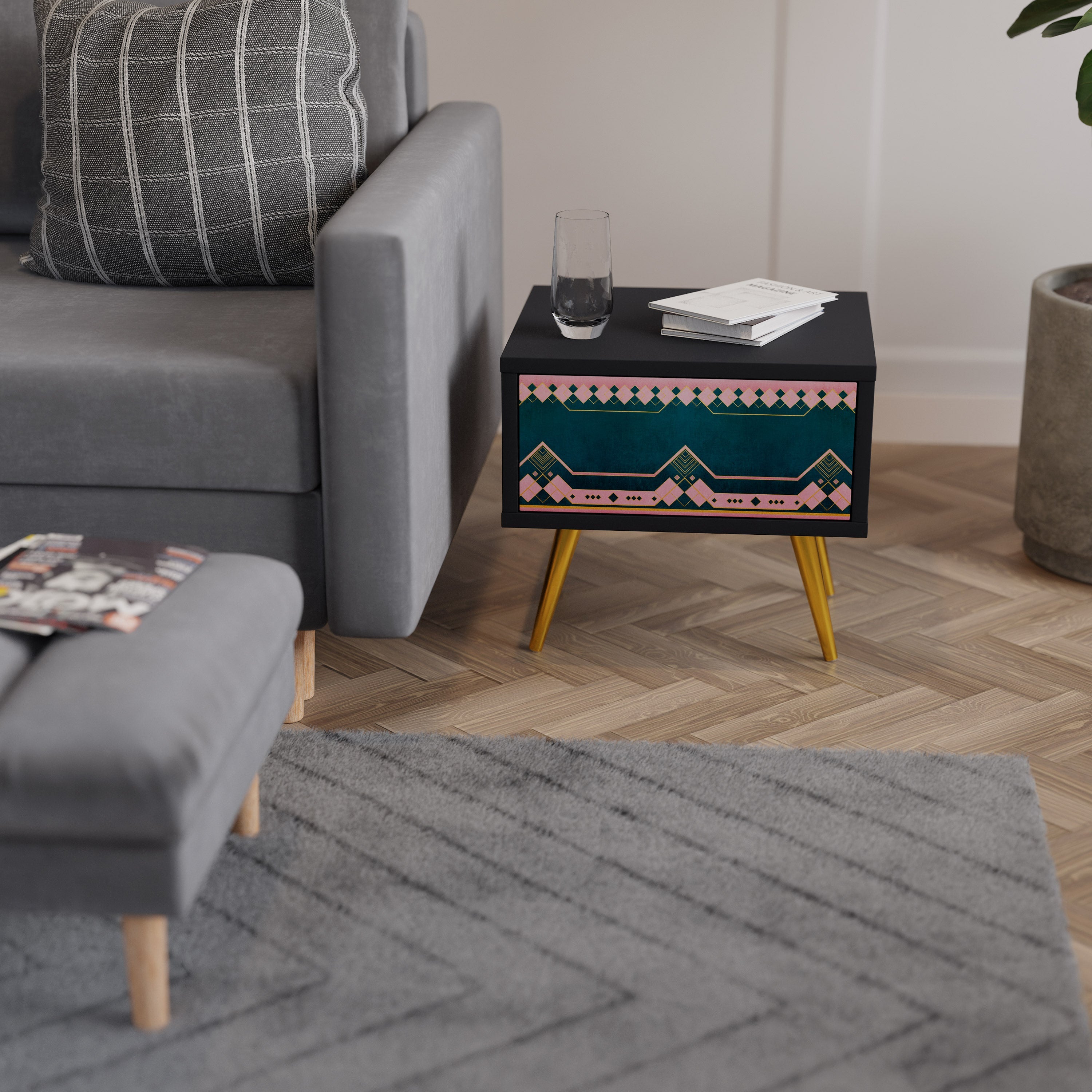 ROYAL COMPOSITION Nightstand in Black Finish