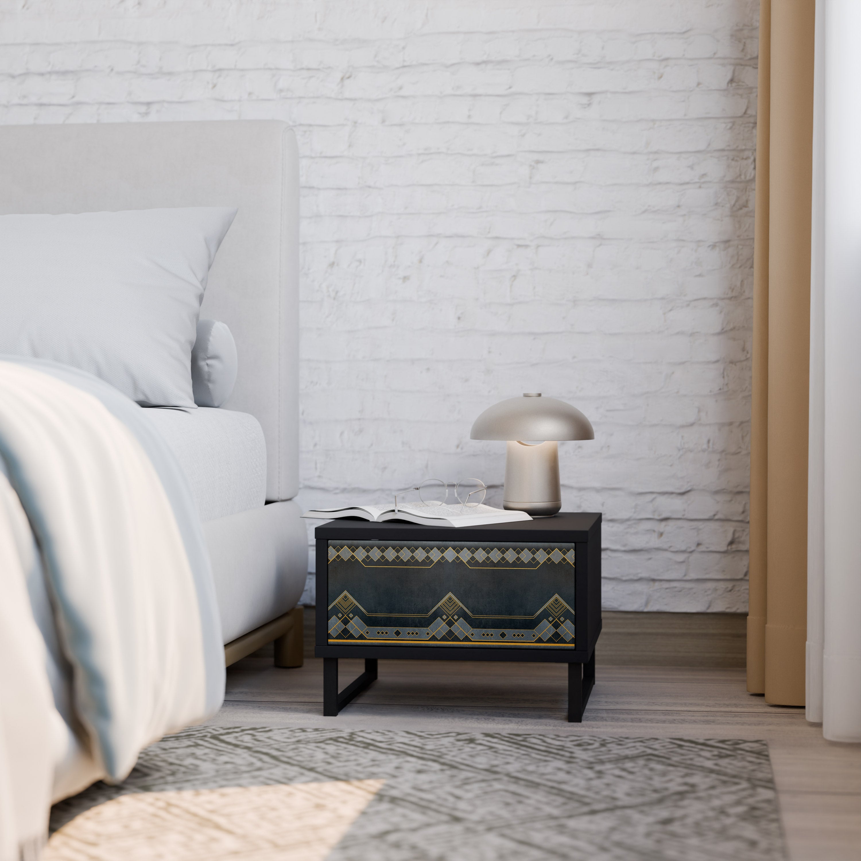 ROYAL ORDINARINESS Mesa de Cabeceira em Acabamento Preto