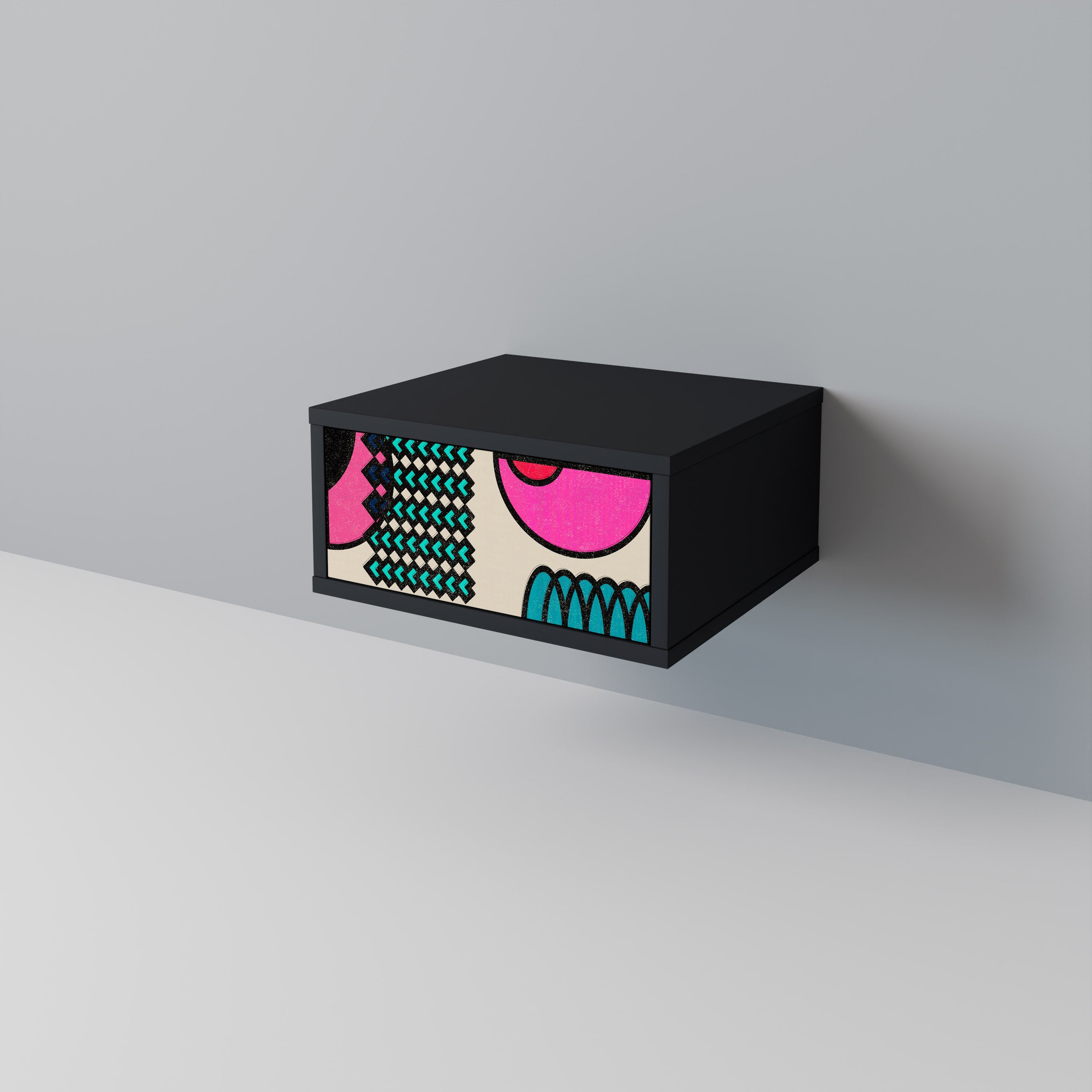 GEOMETRIC RHAPSODY Mesa de Cabeceira em Acabamento Preto